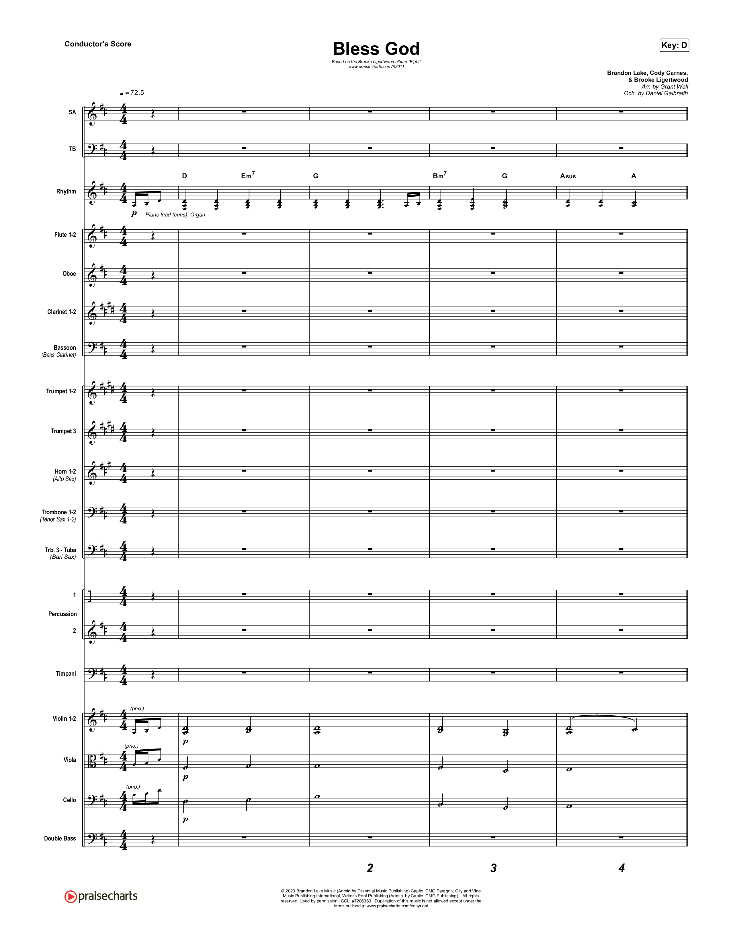 Bless God Conductor's Score (Brooke Ligertwood)