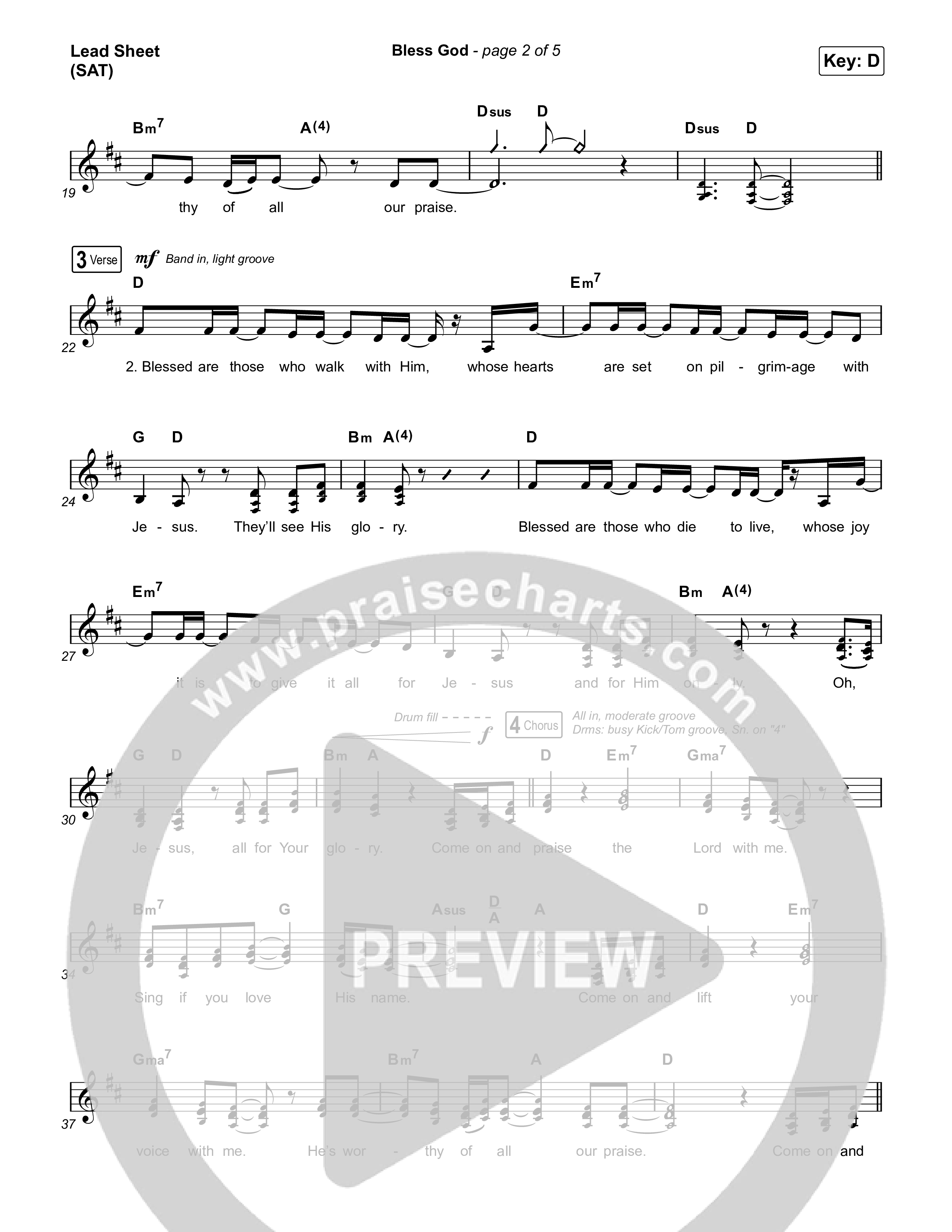 Bless God Lead Sheet (SAT) (Brooke Ligertwood)