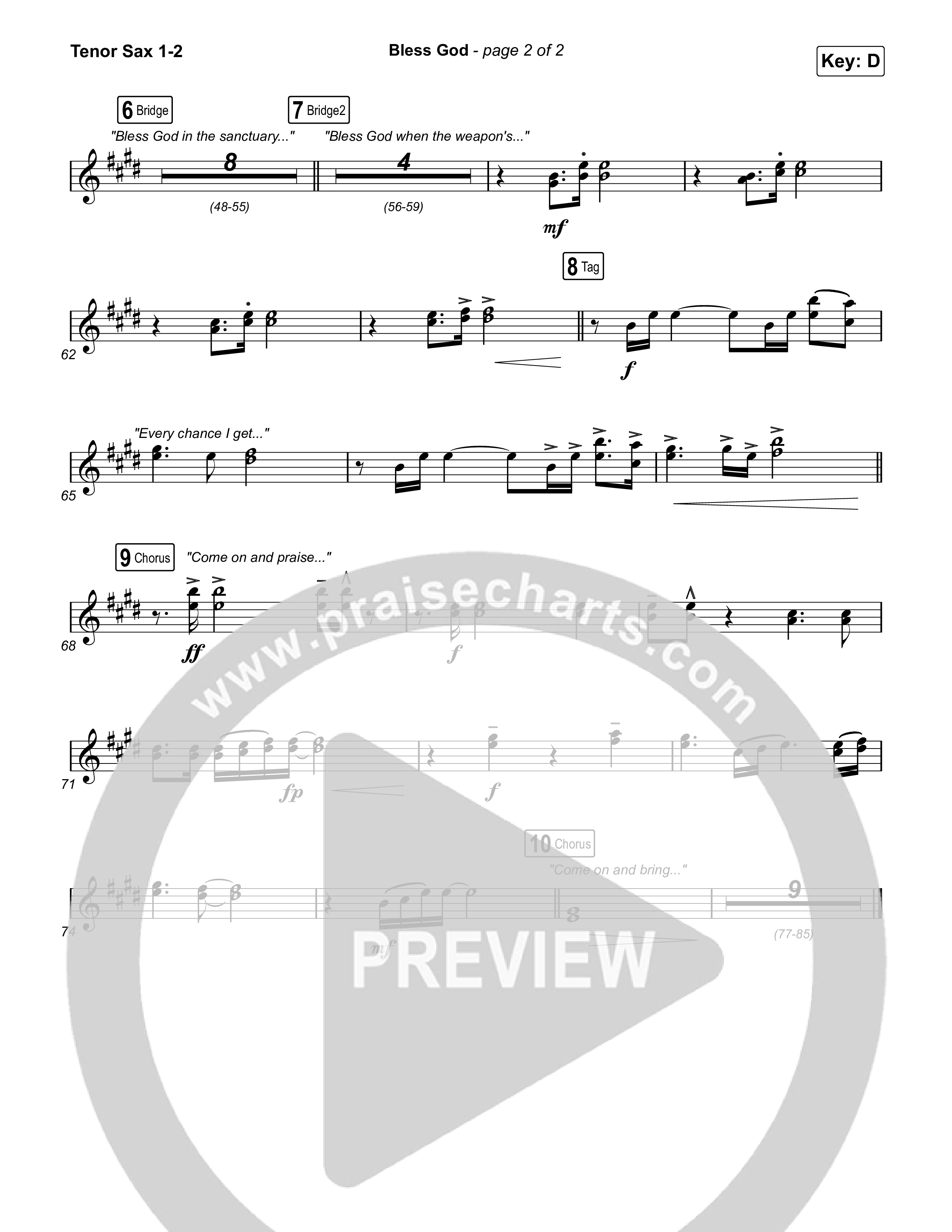 Bless God Tenor Sax 1,2 (Brooke Ligertwood)