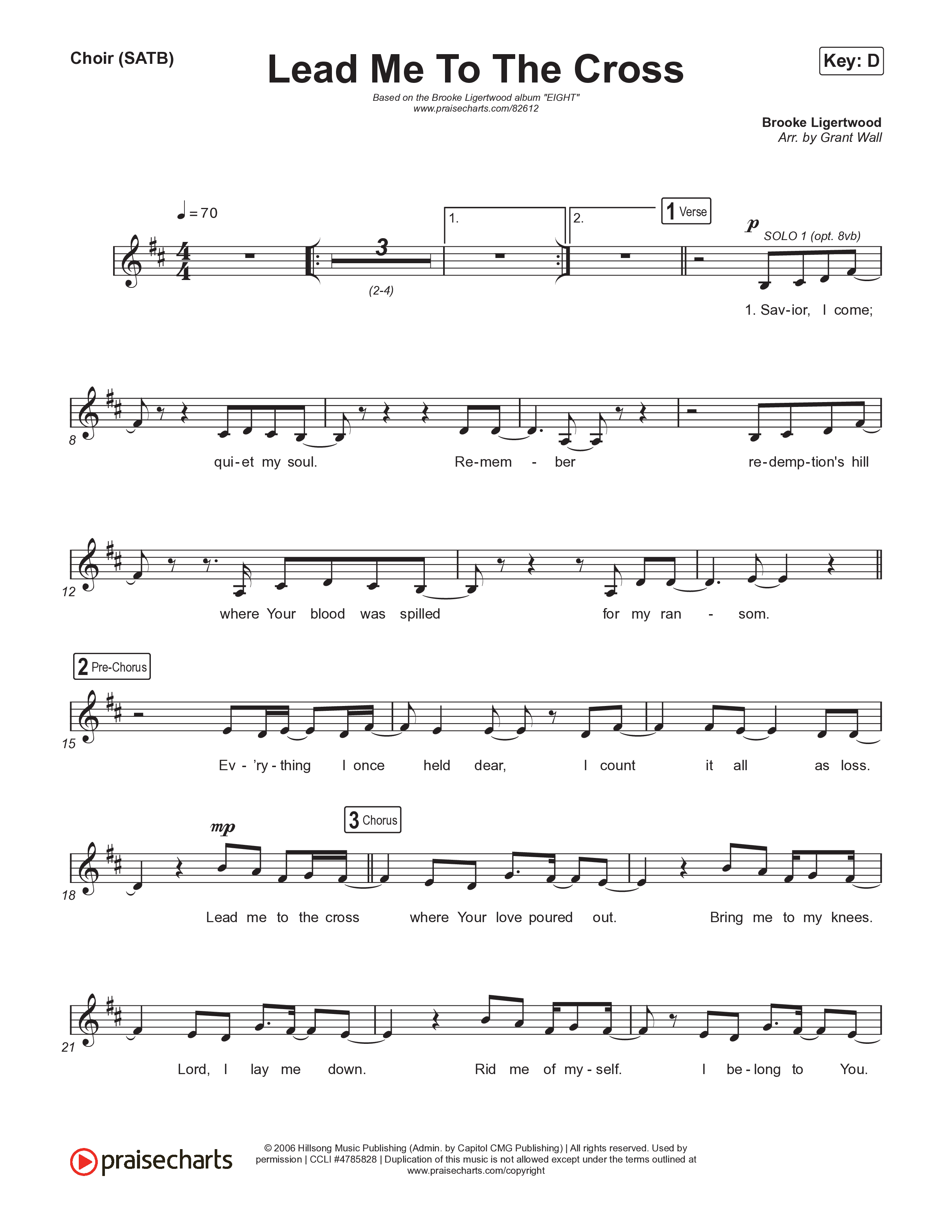 Lead Me To The Cross Choir Sheet (SATB) (Brooke Ligertwood)