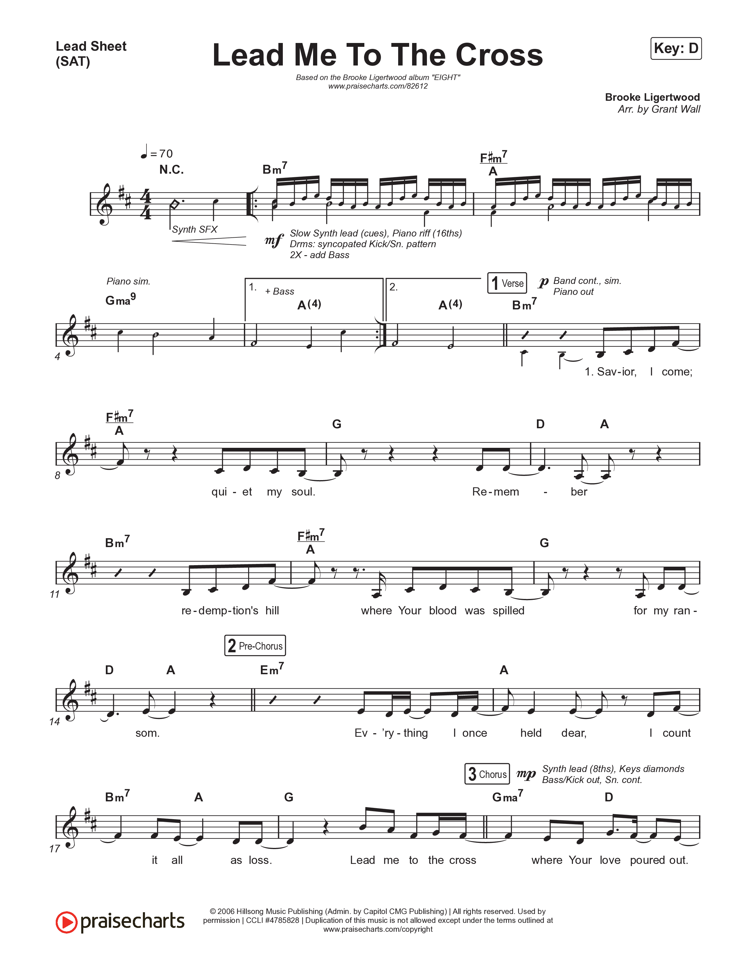 Lead Me To The Cross Lead Sheet (SAT) (Brooke Ligertwood)