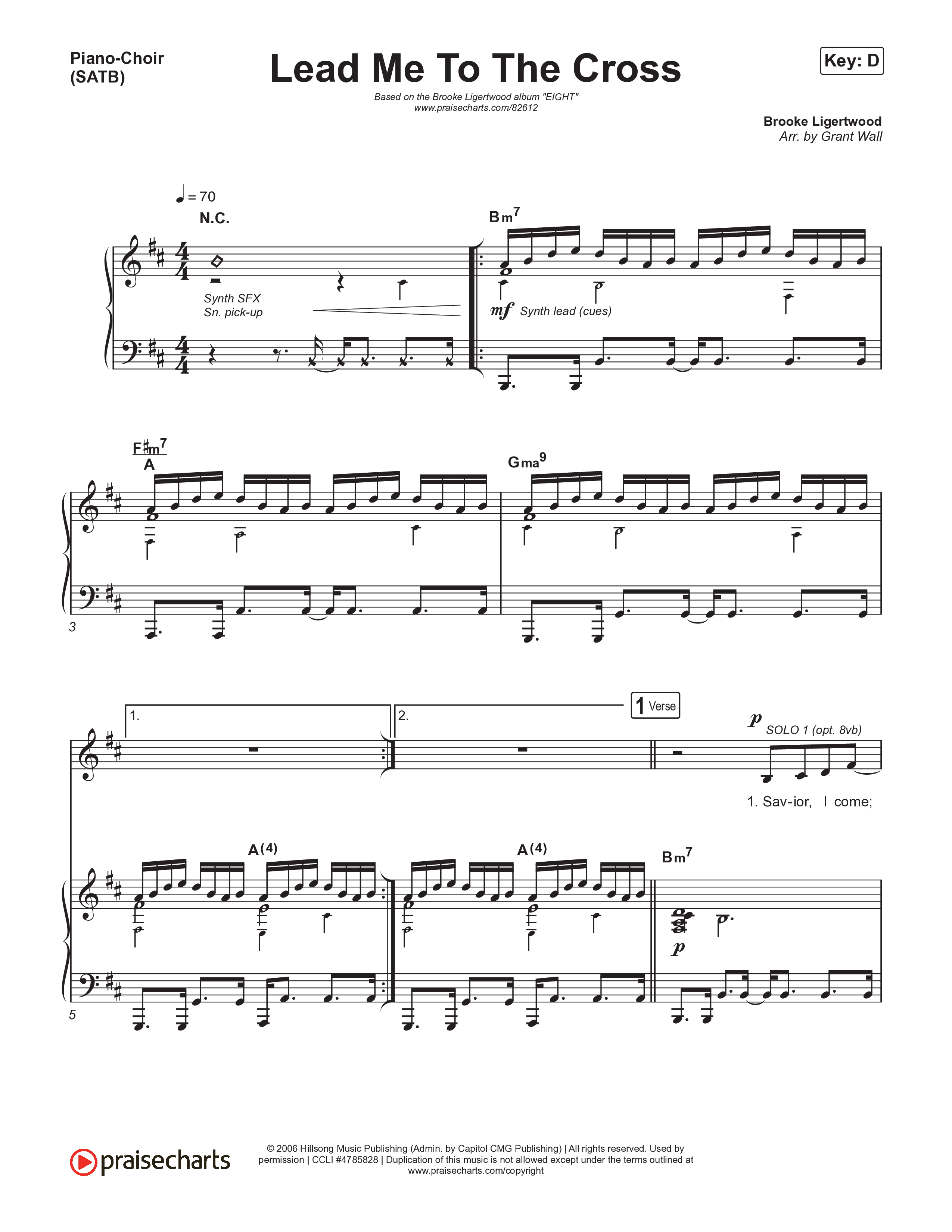 Lead Me To The Cross Piano/Vocal (SATB) (Brooke Ligertwood)