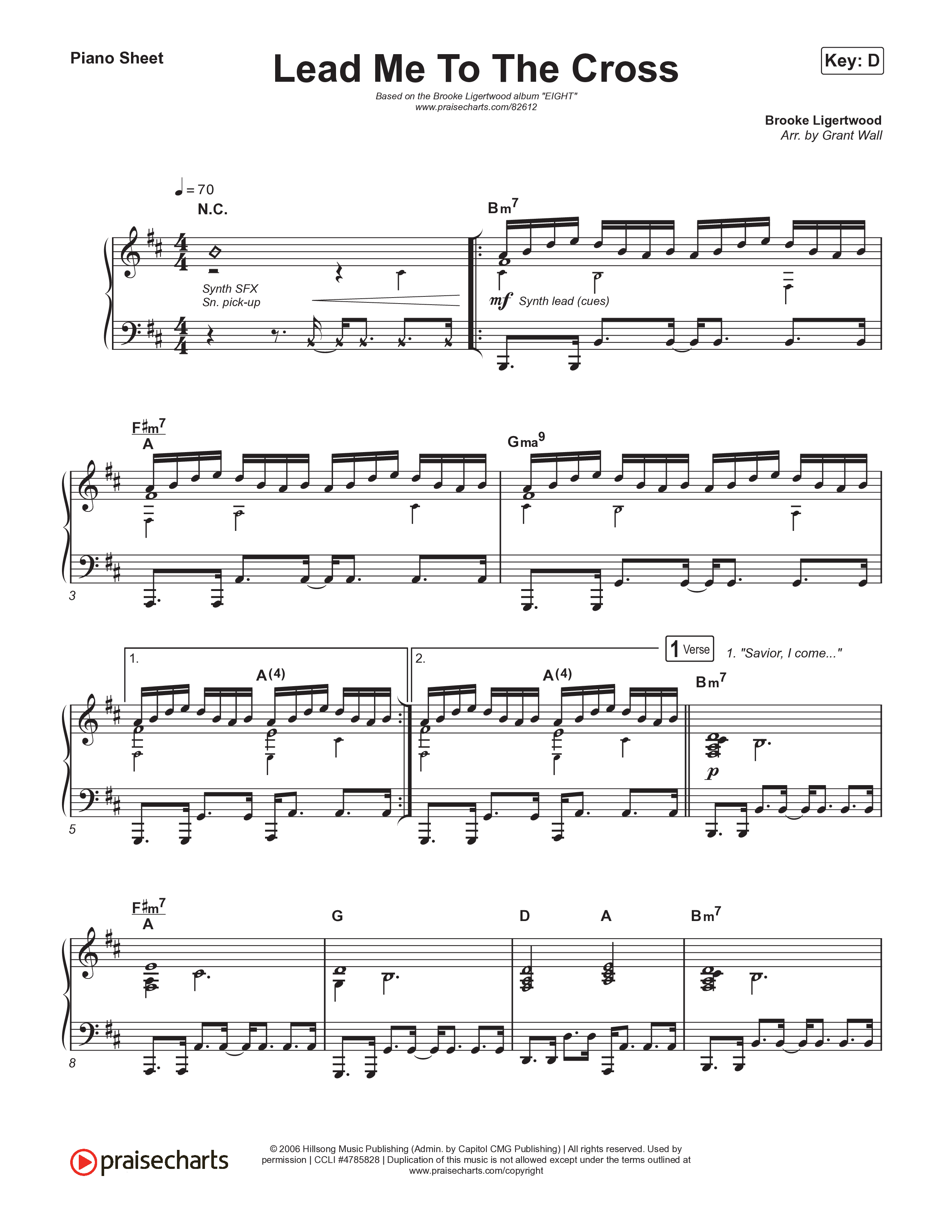 Lead Me To The Cross Piano Sheet (Brooke Ligertwood)