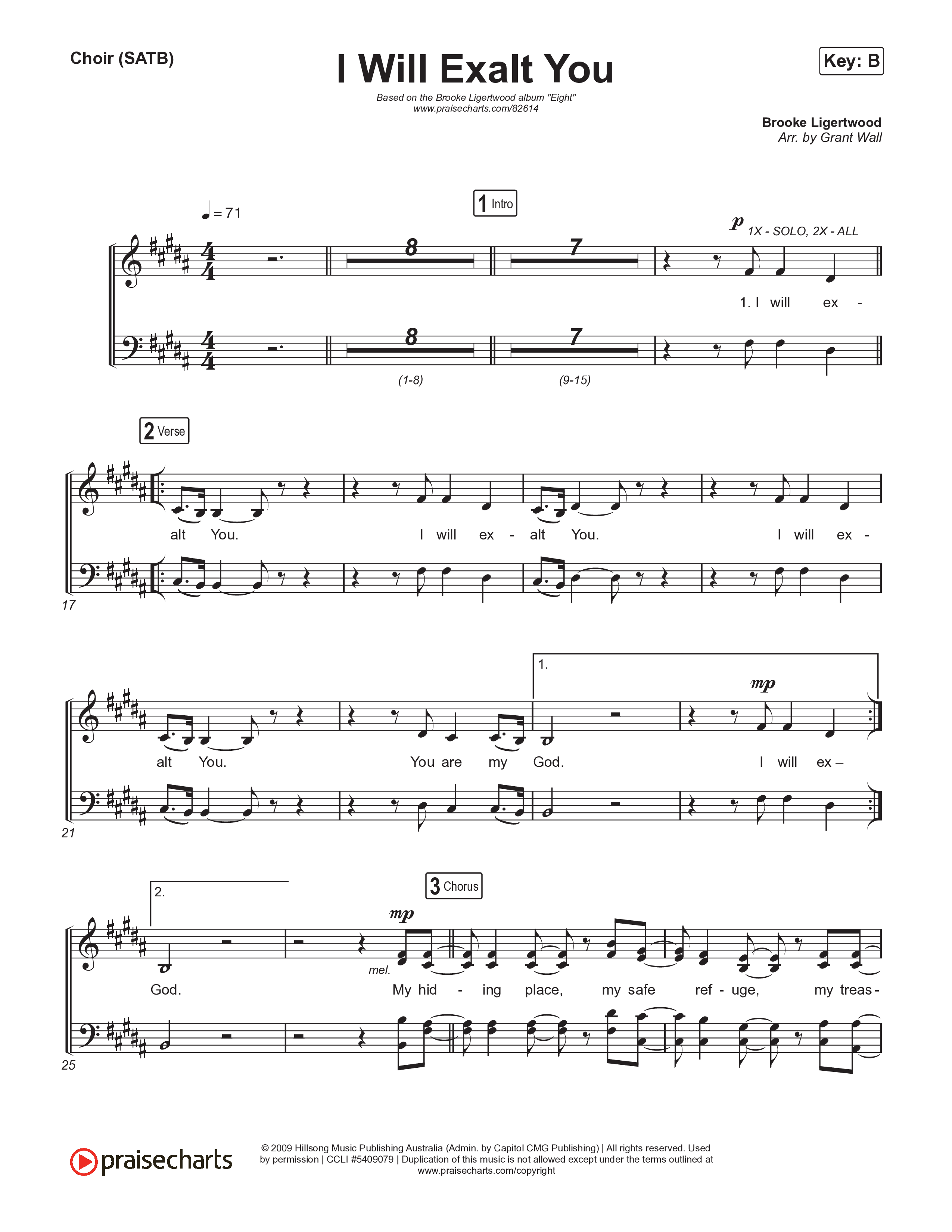 I Will Exalt You Choir Sheet (SATB) (Brooke Ligertwood)