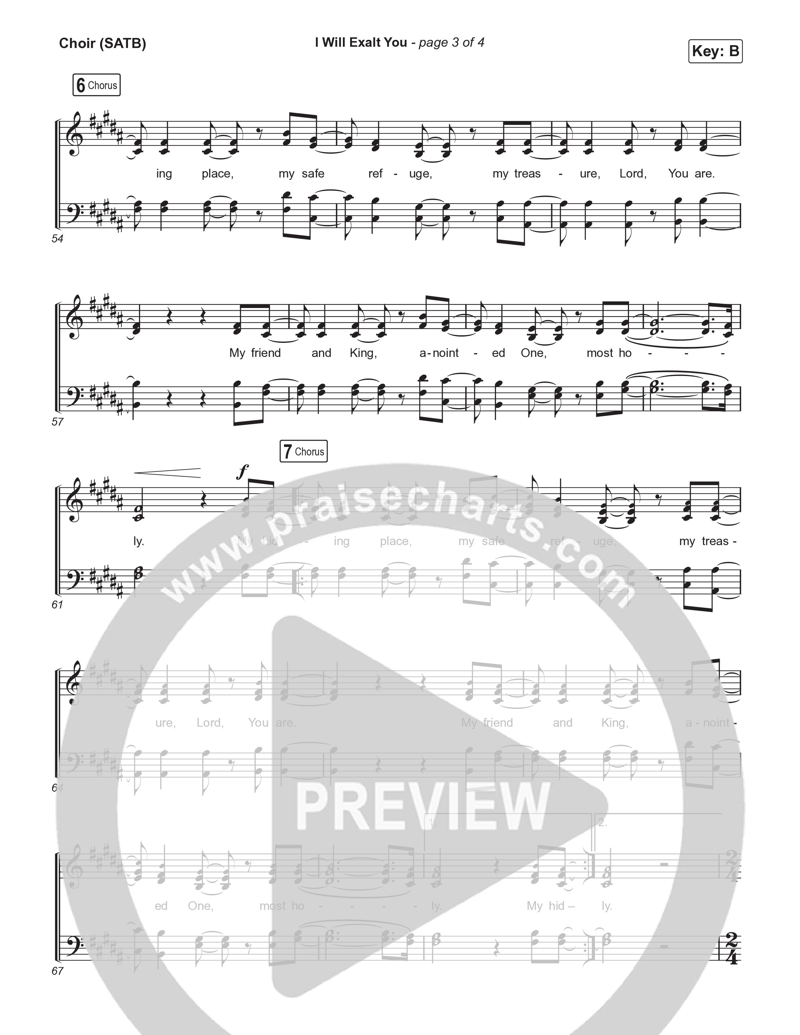 I Will Exalt You Choir Sheet (SATB) (Brooke Ligertwood)