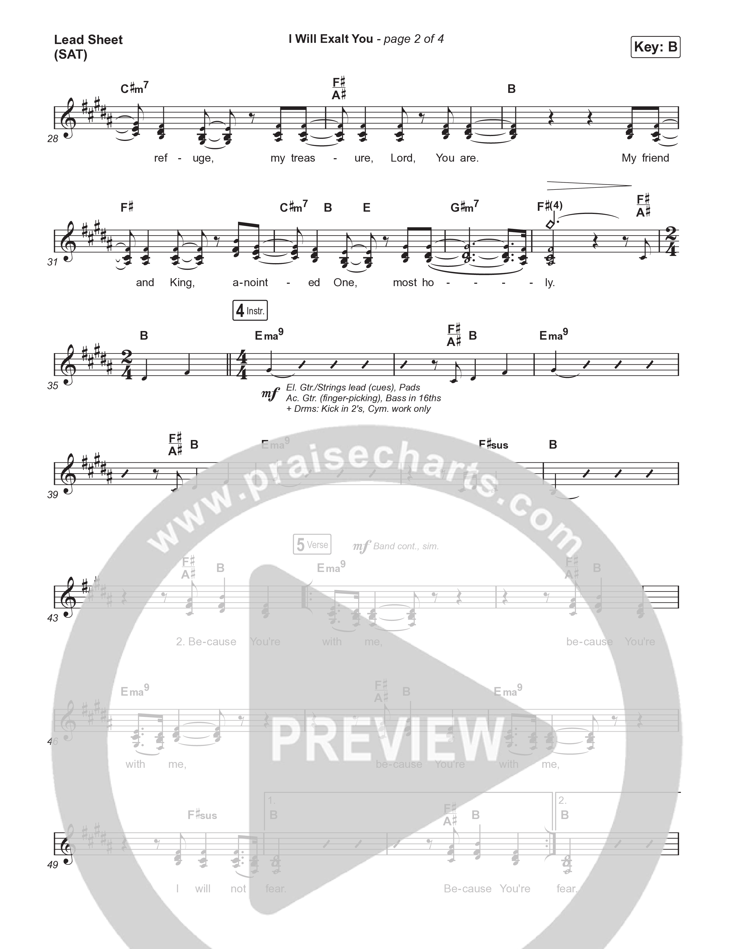 I Will Exalt You Lead Sheet (SAT) (Brooke Ligertwood)