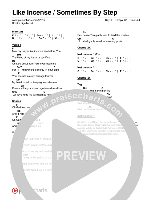 Like Incense/Sometimes By Step Chords & Lyrics (Brooke Ligertwood)