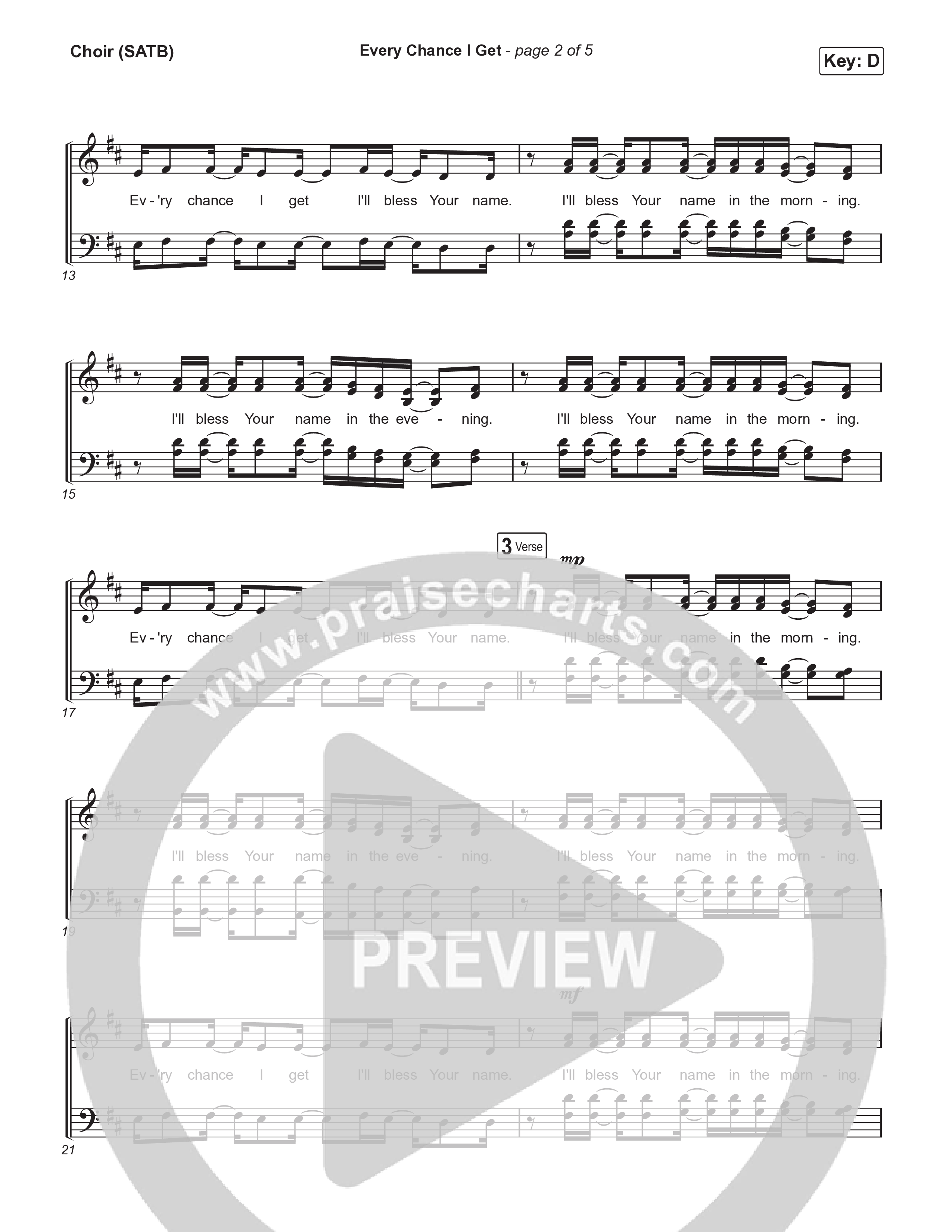 Every Chance I Get Choir Sheet (SATB) (Brooke Ligertwood)