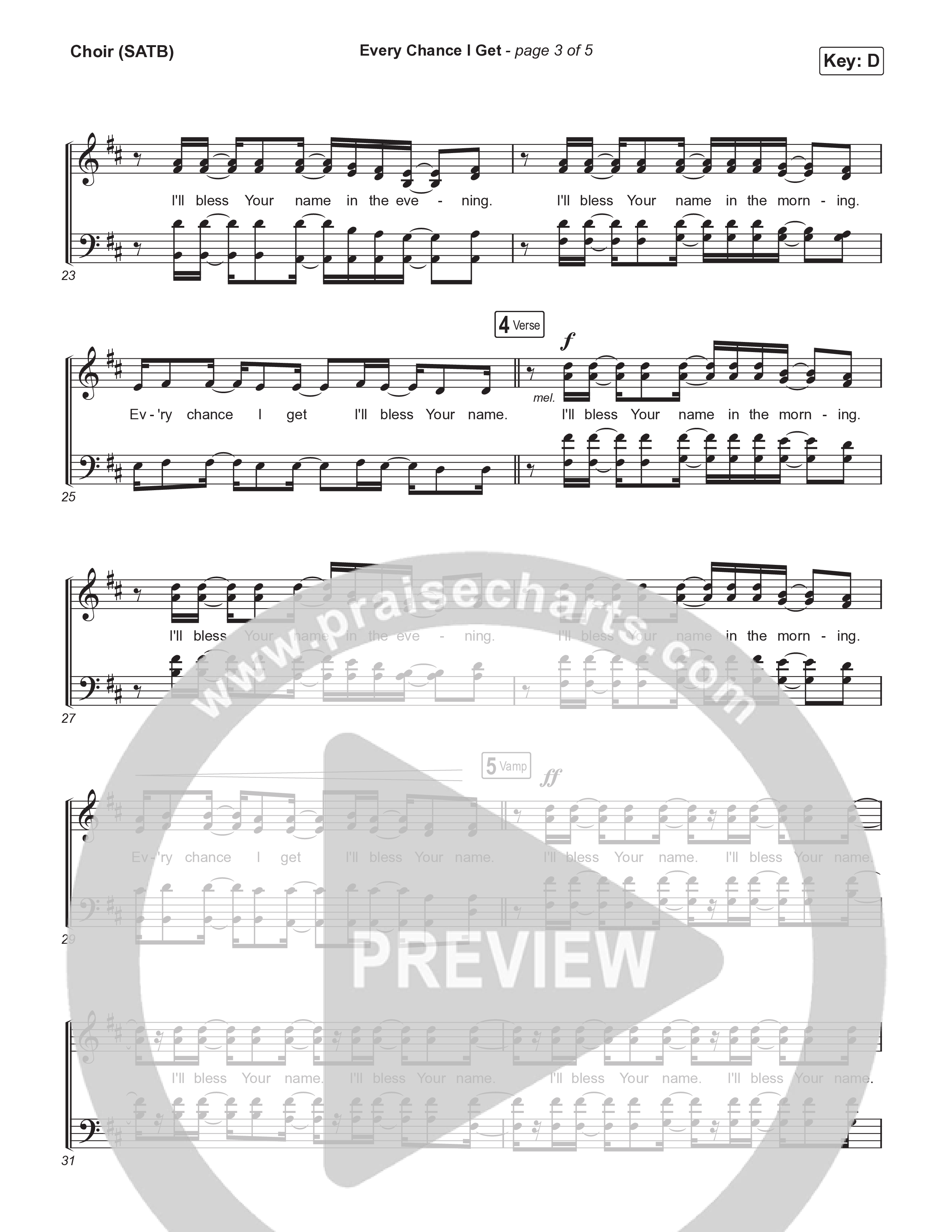 Every Chance I Get Choir Sheet (SATB) (Brooke Ligertwood)