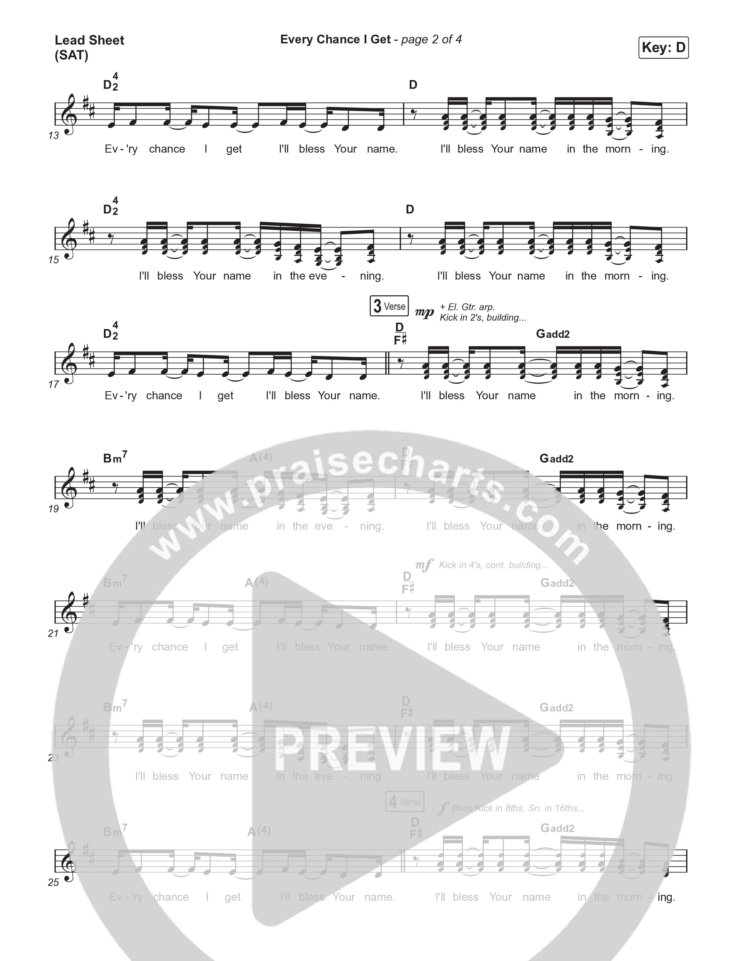 Every Chance I Get Lead Sheet (SAT) (Brooke Ligertwood)