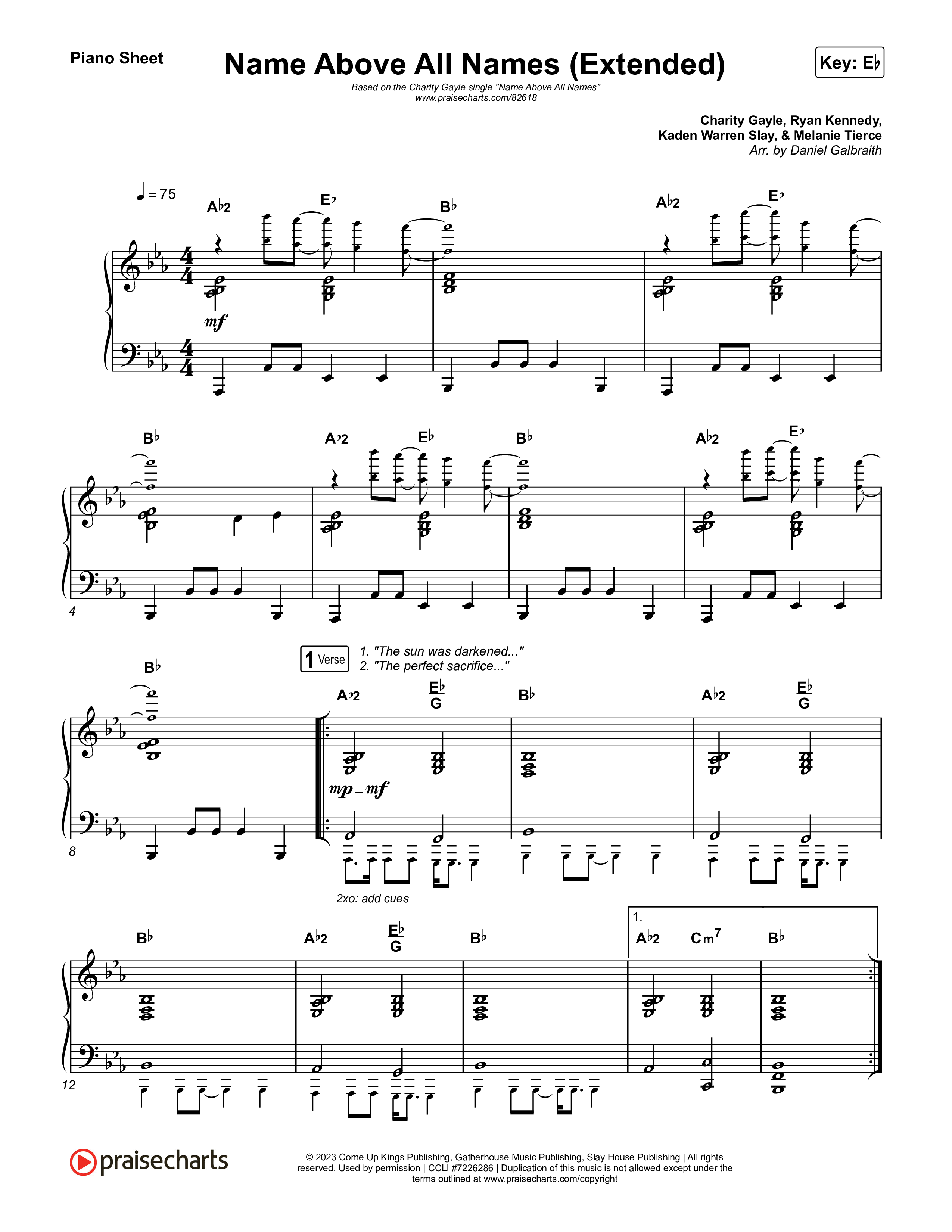 Name Above All Names (Extended) Piano Sheet (Charity Gayle)