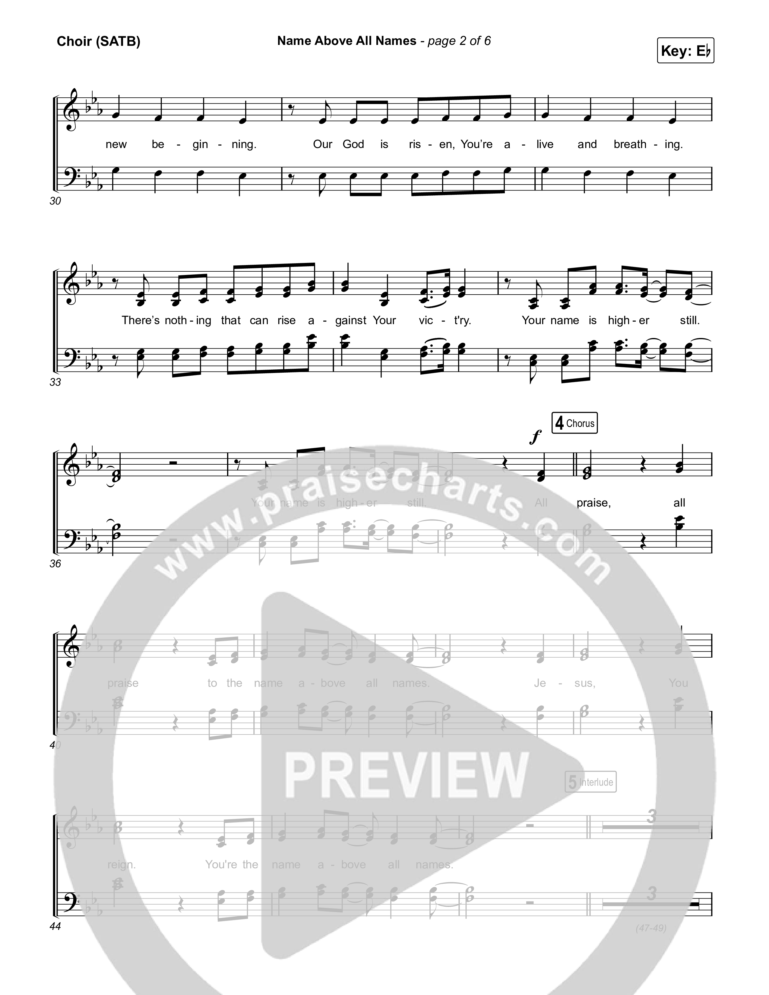 Name Above All Names (Single Version) Choir Sheet (SATB) (Charity Gayle)