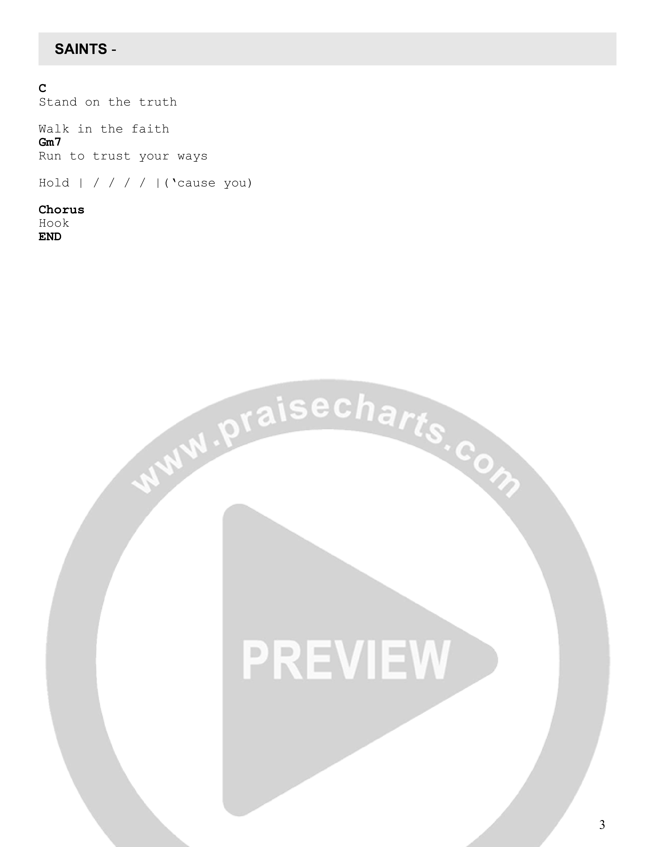 Saints (Live) Chord Chart (VOX GEN)
