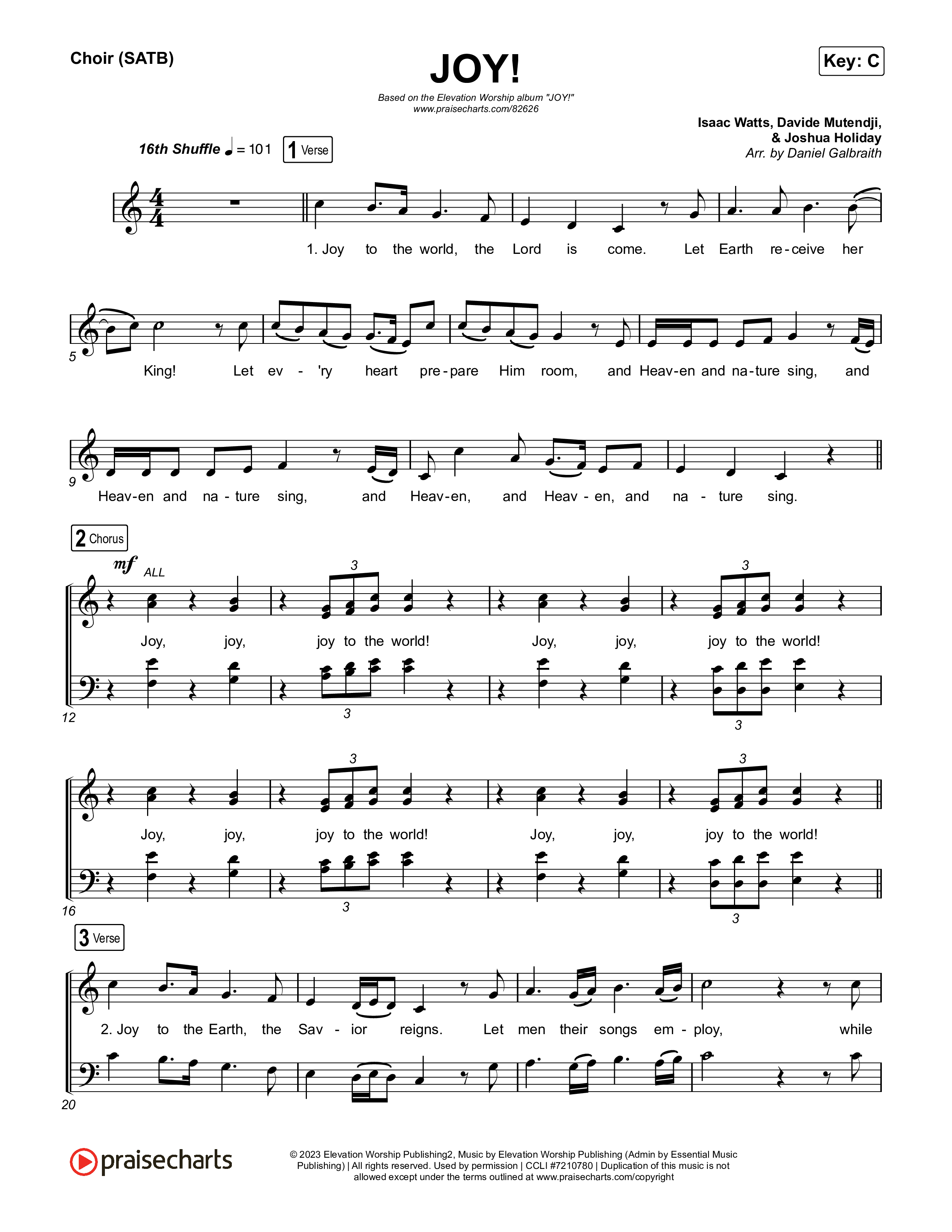 JOY! Choir Sheet (SATB) (ELEVATION RHYTHM / Elevation Worship)