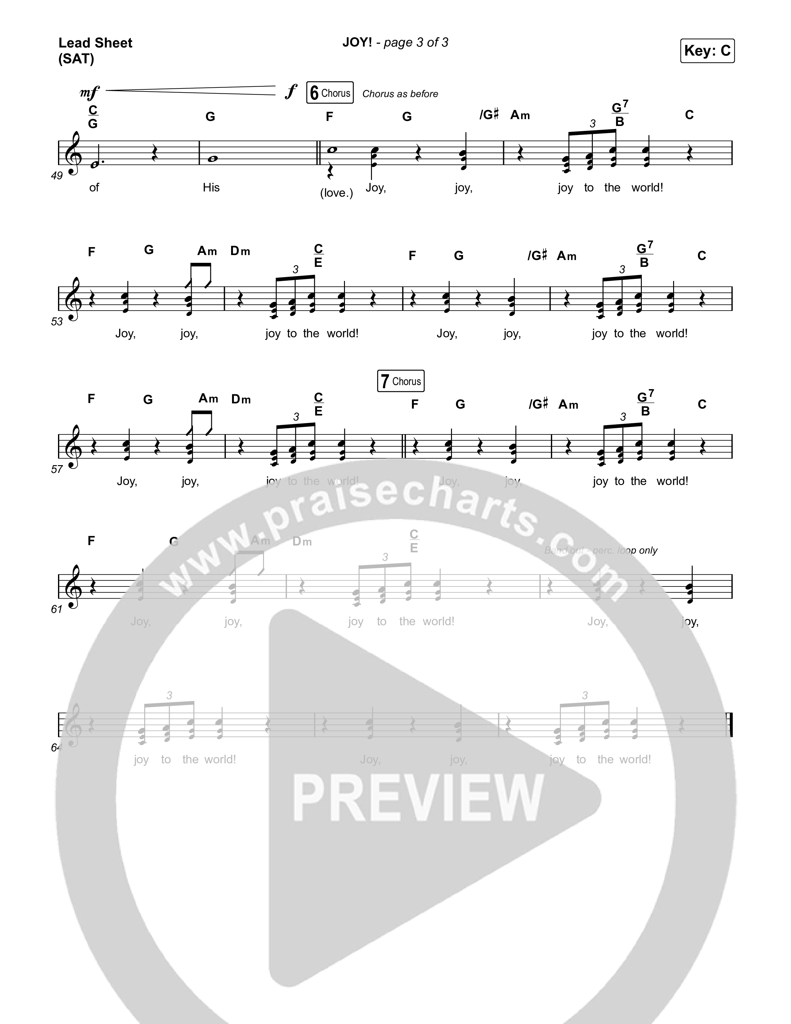 JOY! Lead Sheet (SAT) (ELEVATION RHYTHM / Elevation Worship)