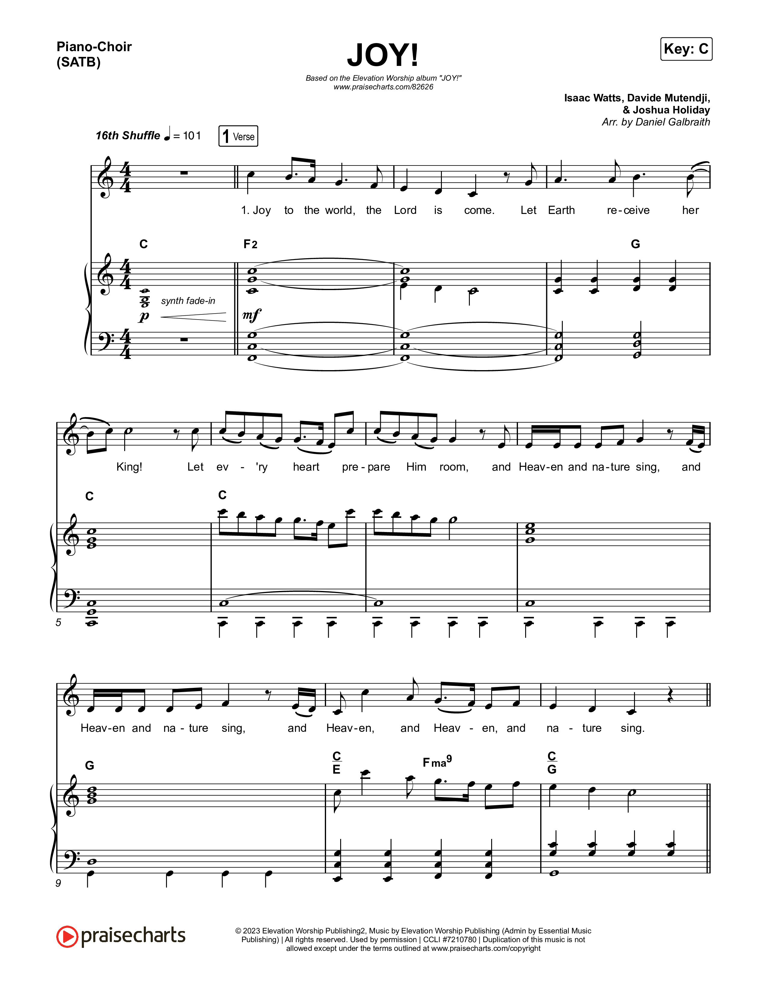 JOY! Piano/Vocal (SATB) (ELEVATION RHYTHM / Elevation Worship)