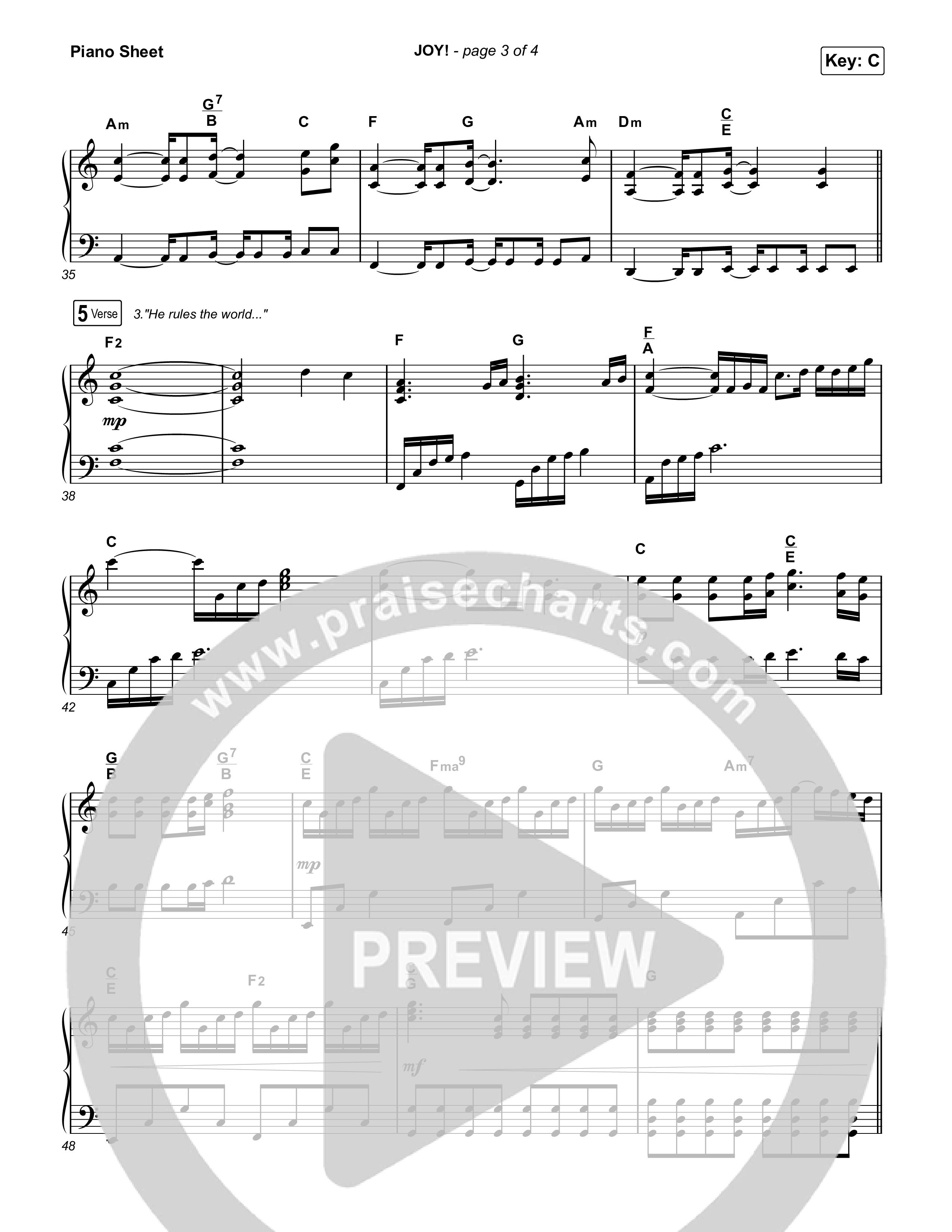 JOY! Piano Sheet (ELEVATION RHYTHM / Elevation Worship)