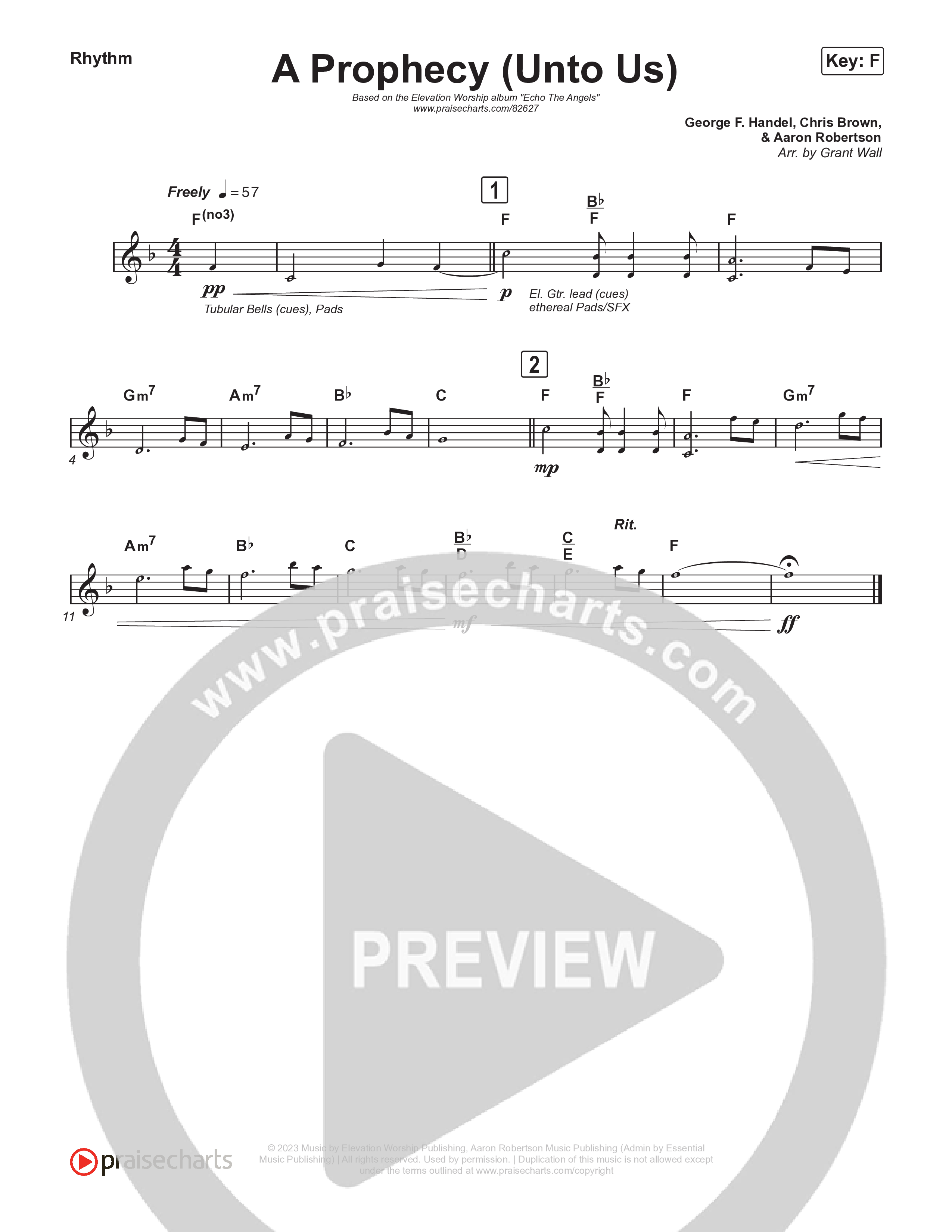 A Prophecy (Unto Us) (Instrumental) Rhythm Chart (Elevation Worship)