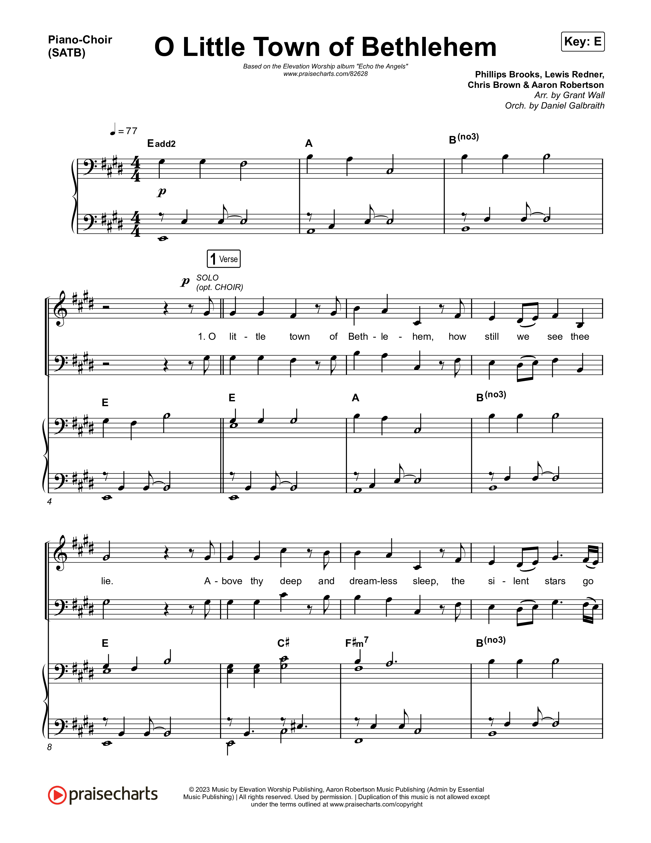 O Little Town of Bethlehem Piano/Vocal Pack (Elevation Worship / Jonsal Barrientes)