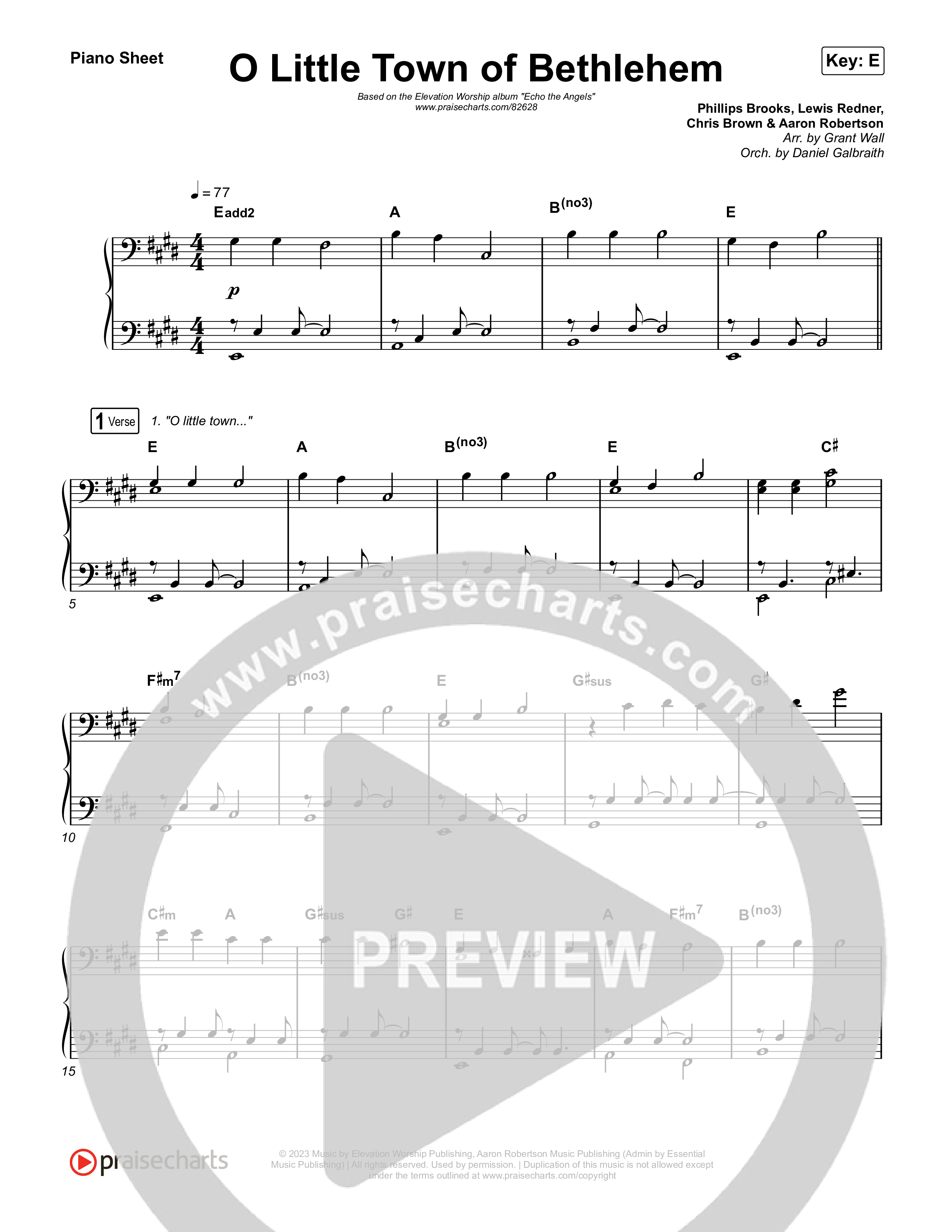 O Little Town of Bethlehem Piano Sheet (Elevation Worship / Jonsal Barrientes)