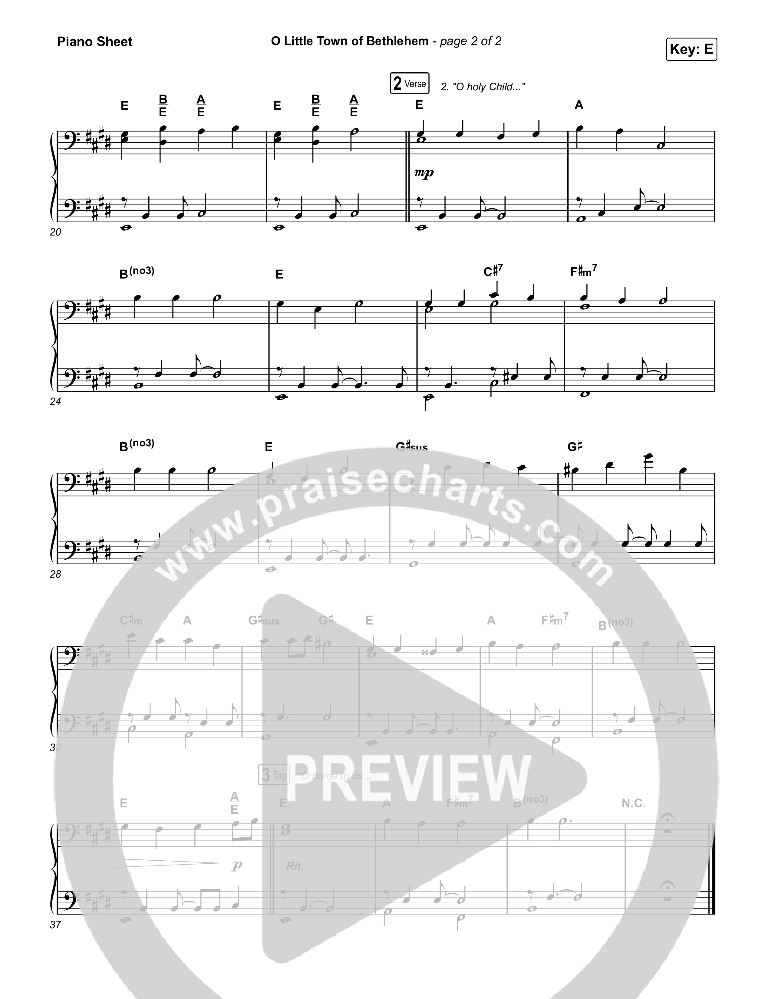 O Little Town of Bethlehem Piano Sheet (Elevation Worship / Jonsal Barrientes)