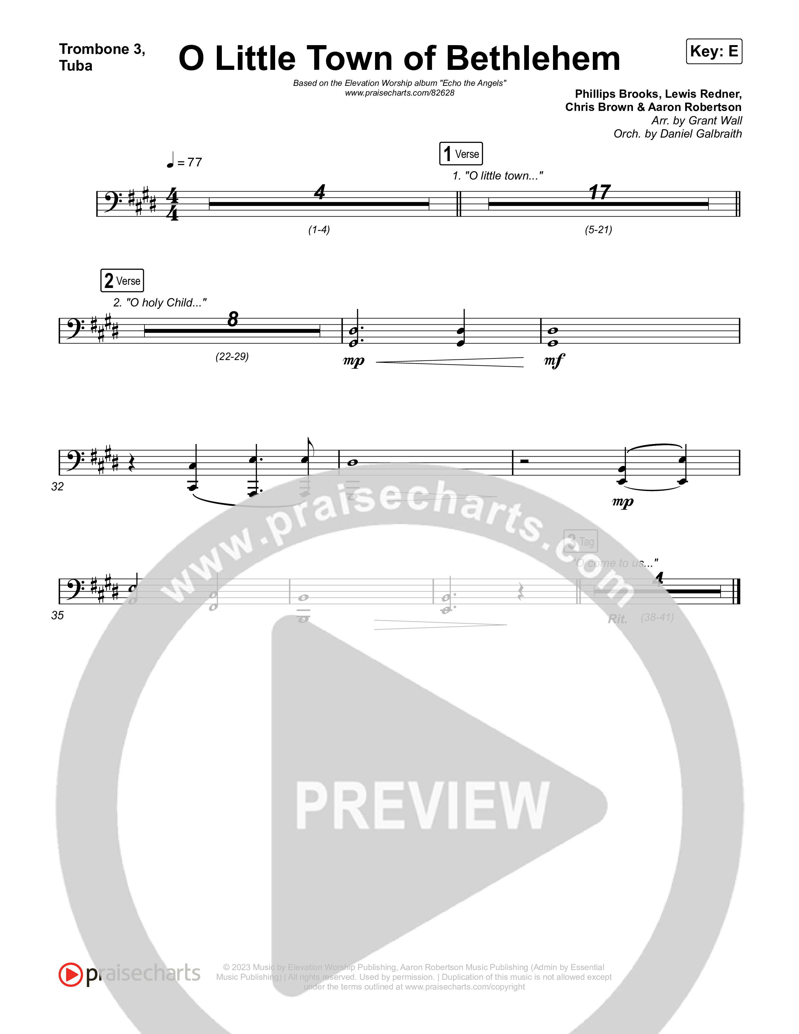 O Little Town of Bethlehem Trombone 3/Tuba (Elevation Worship / Jonsal Barrientes)