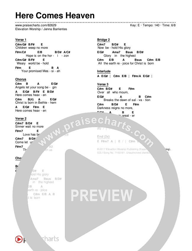 Here Comes Heaven Chords & Lyrics (Elevation Worship / Jenna Barrientes)