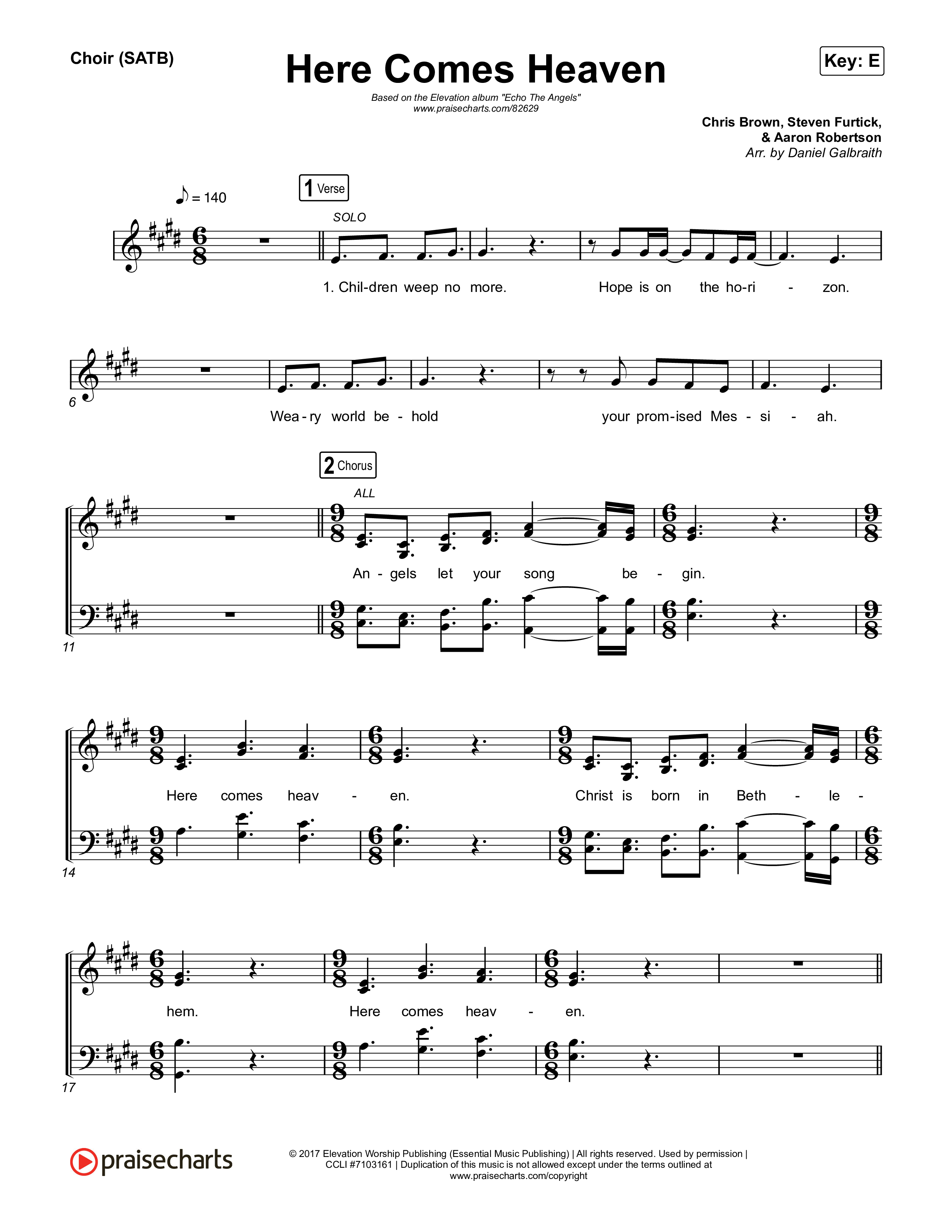 Here Comes Heaven Choir Sheet (SATB) (Elevation Worship / Jenna Barrientes)