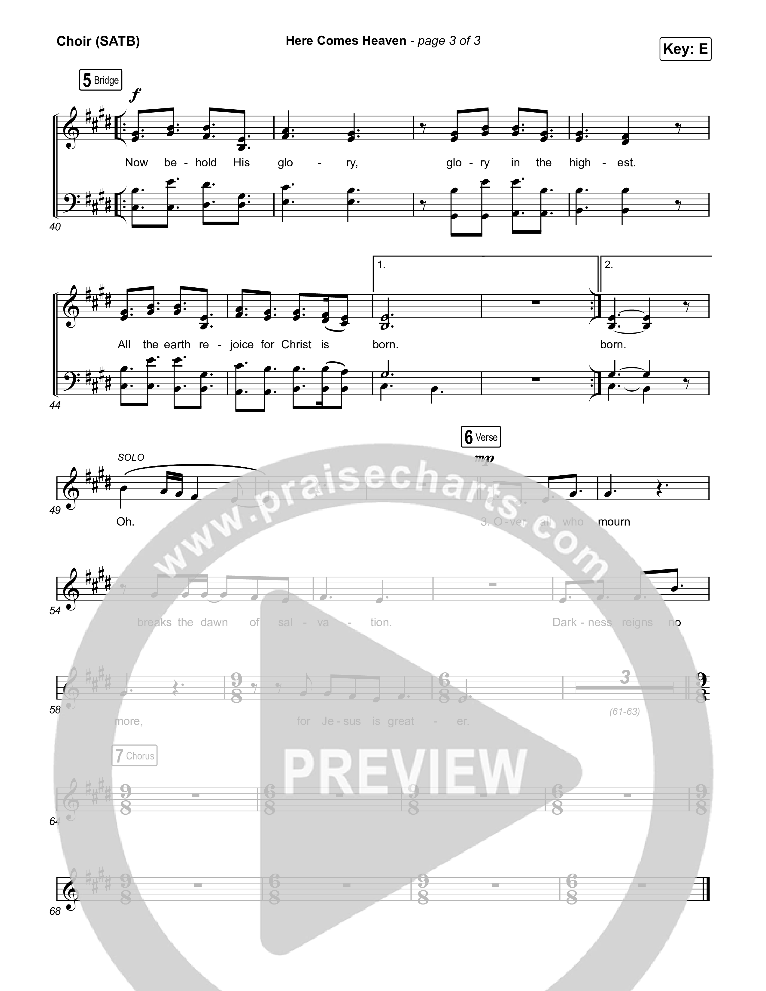 Here Comes Heaven Choir Sheet (SATB) (Elevation Worship / Jenna Barrientes)