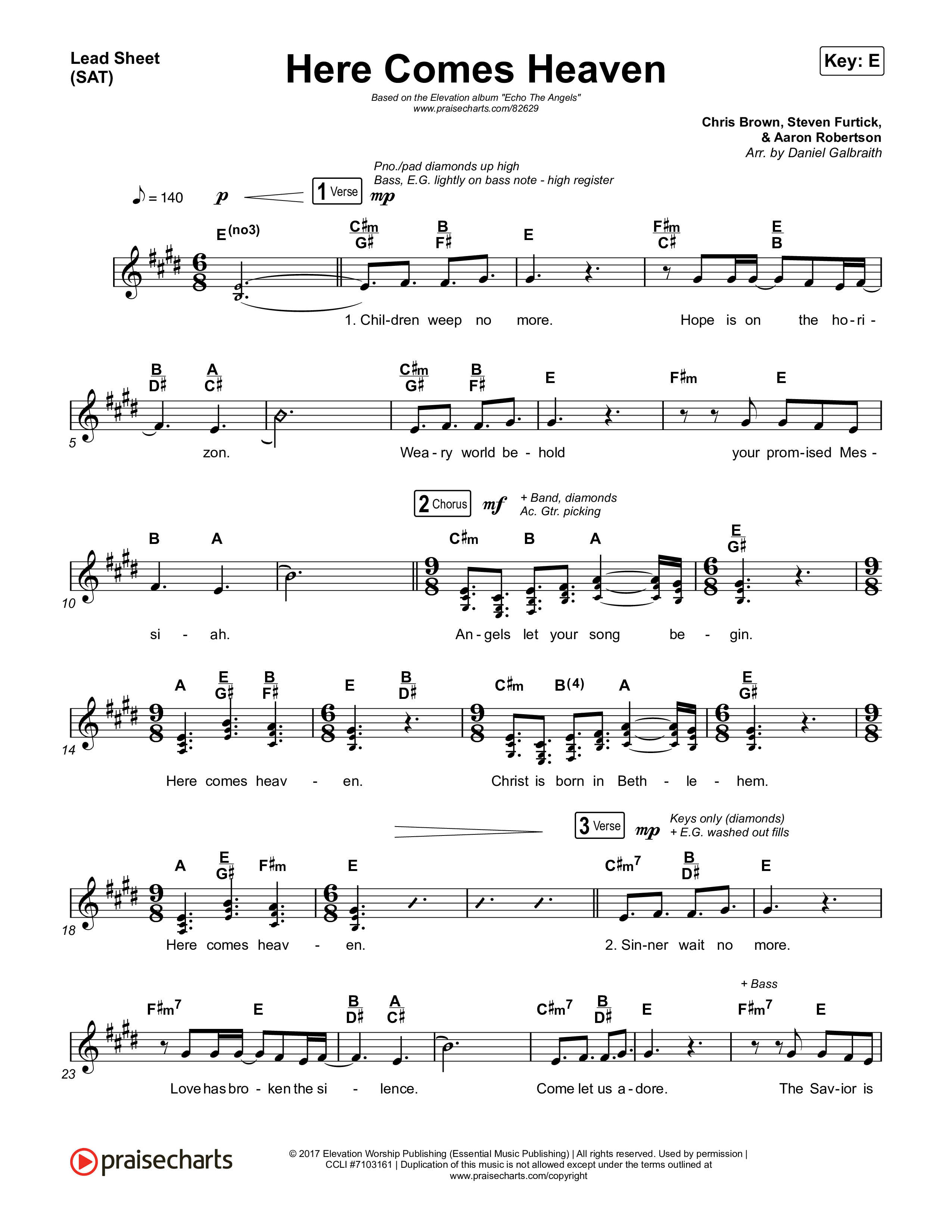 Here Comes Heaven Lead Sheet (SAT) (Elevation Worship / Jenna Barrientes)