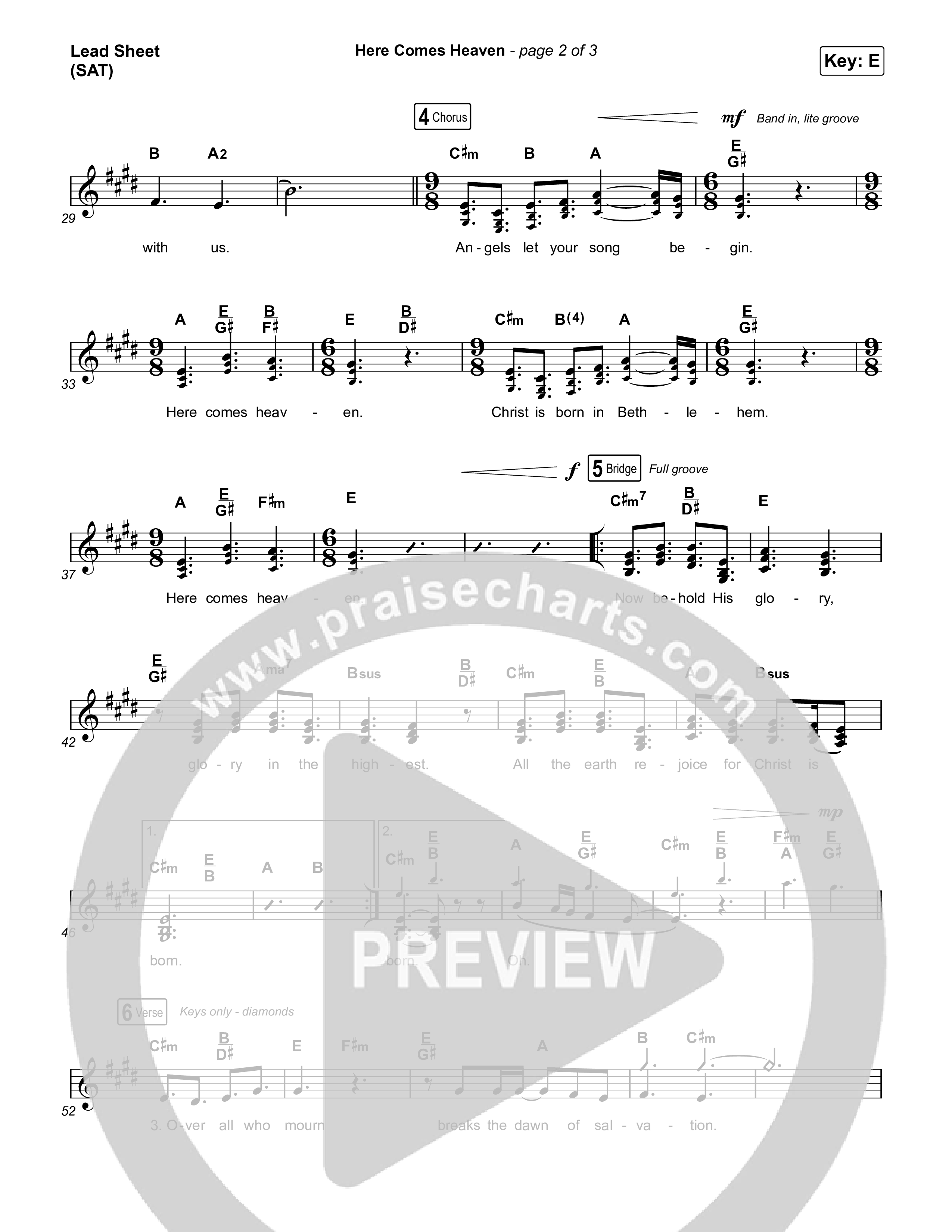 Here Comes Heaven Lead Sheet (SAT) (Elevation Worship / Jenna Barrientes)