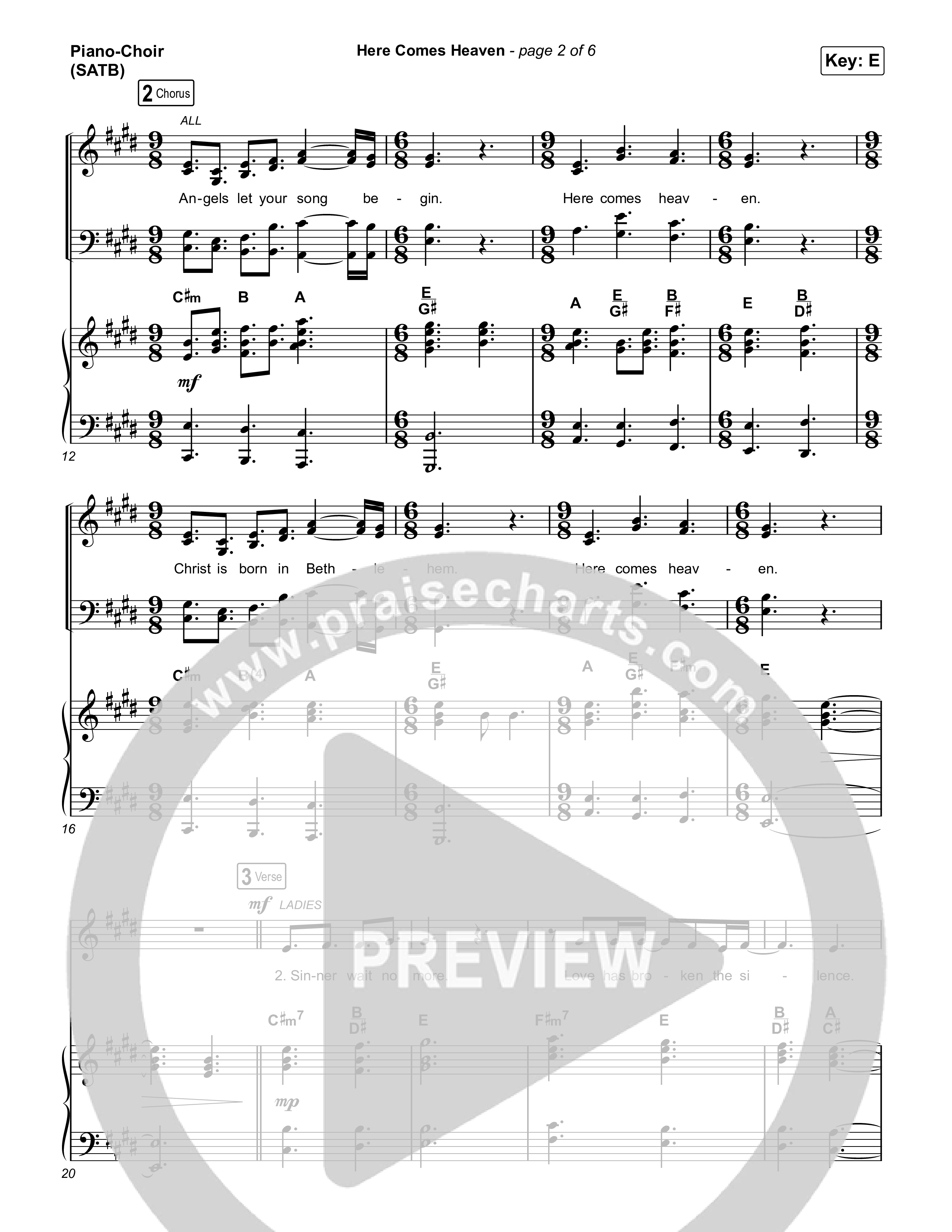 Here Comes Heaven Piano/Vocal (SATB) (Elevation Worship / Jenna Barrientes)