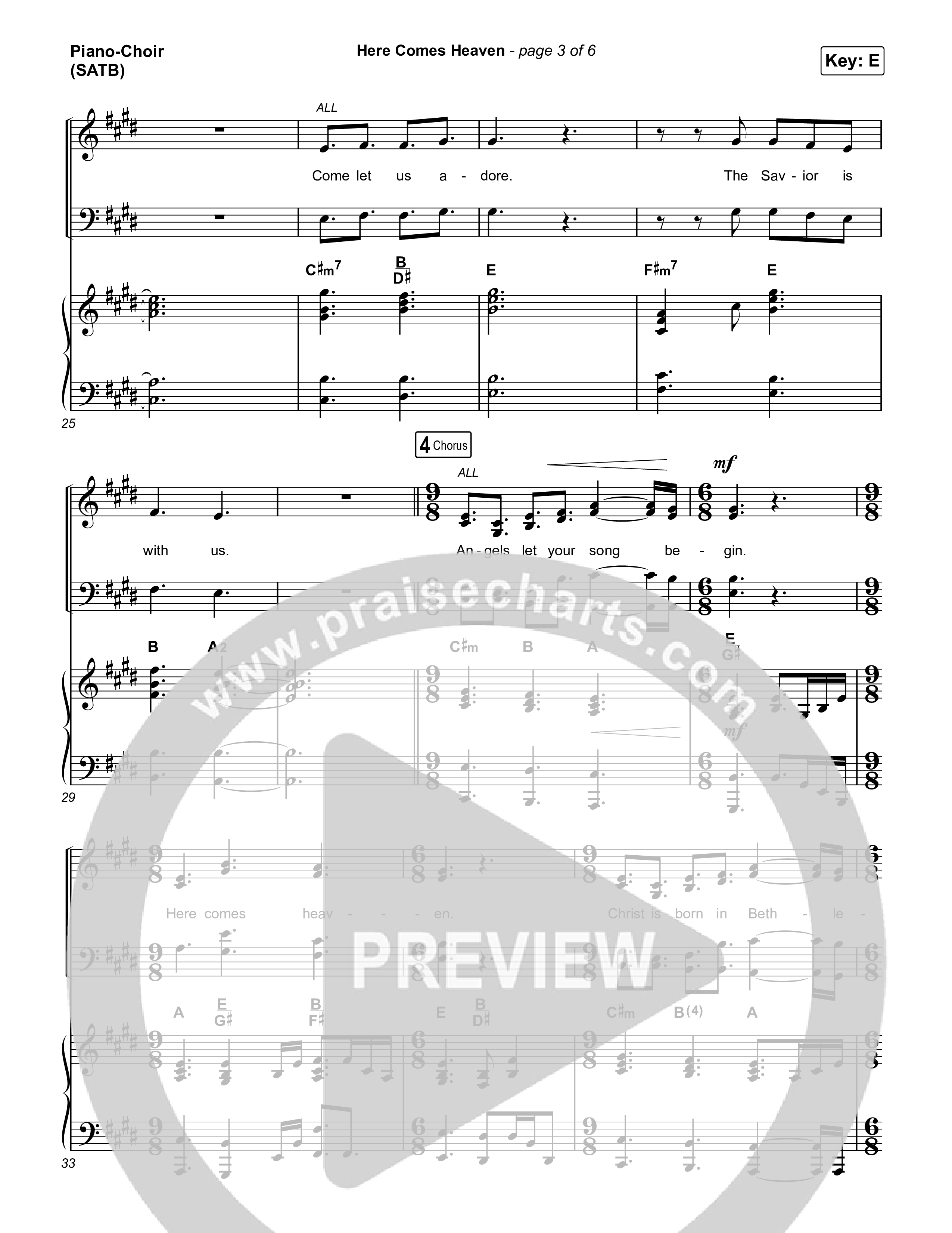 Here Comes Heaven Piano/Vocal (SATB) (Elevation Worship / Jenna Barrientes)