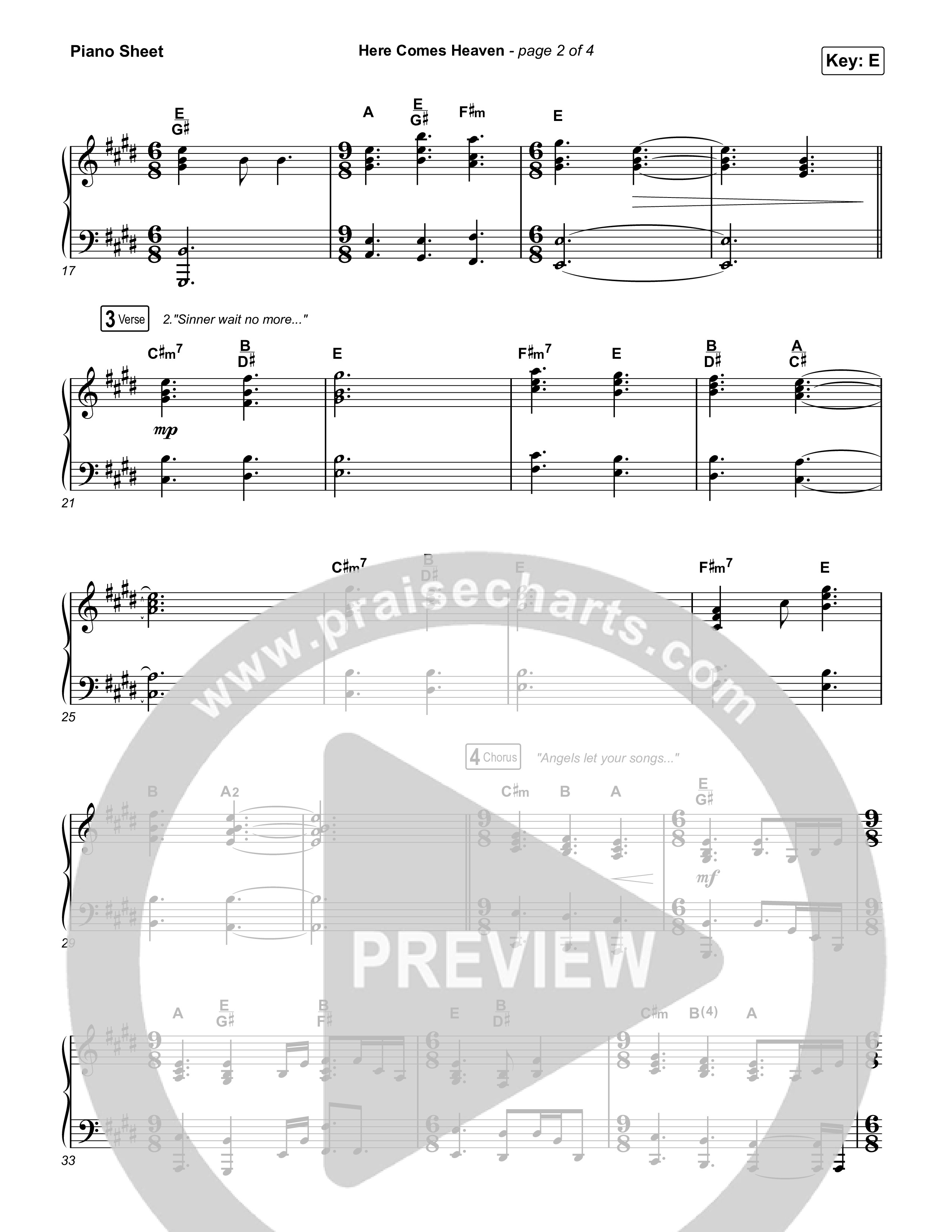 Here Comes Heaven Piano Sheet (Elevation Worship / Jenna Barrientes)