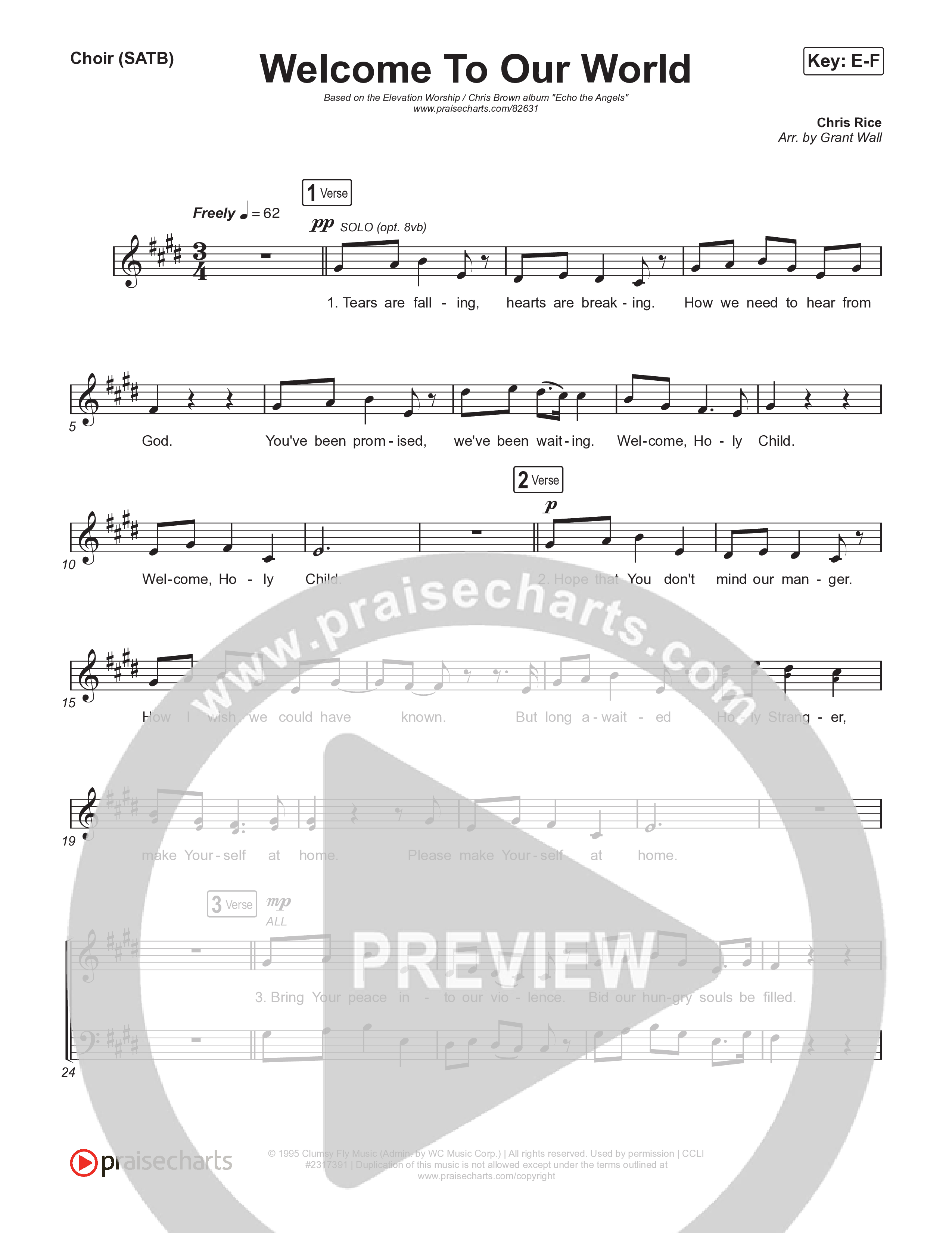 Welcome To Our World Choir Sheet (SATB) (Elevation Worship / Chris Brown)