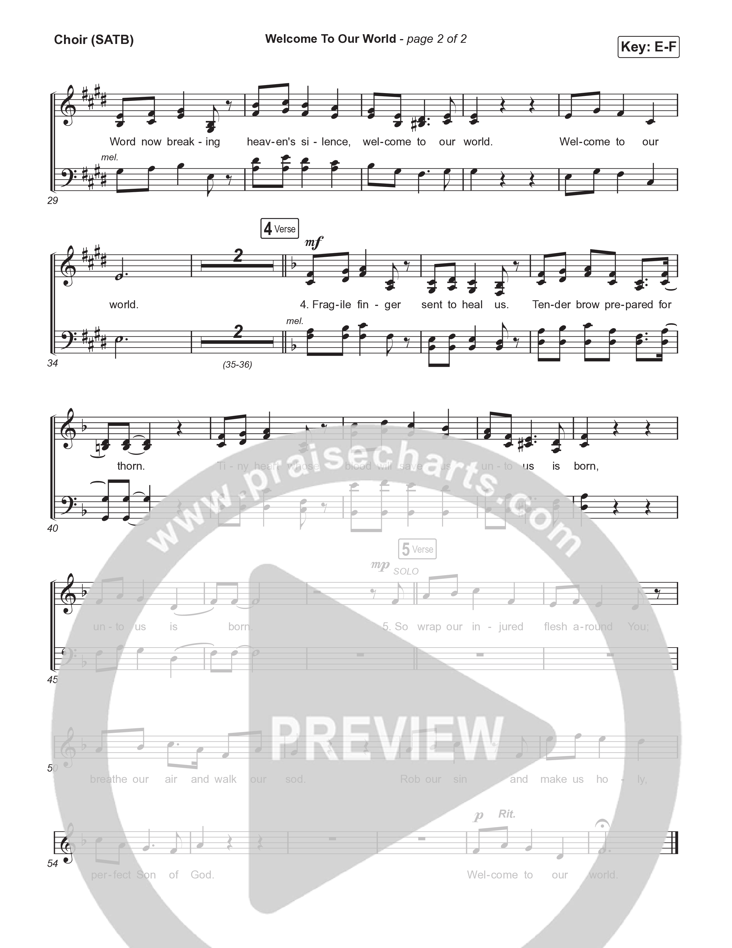 Welcome To Our World Choir Sheet (SATB) (Elevation Worship / Chris Brown)