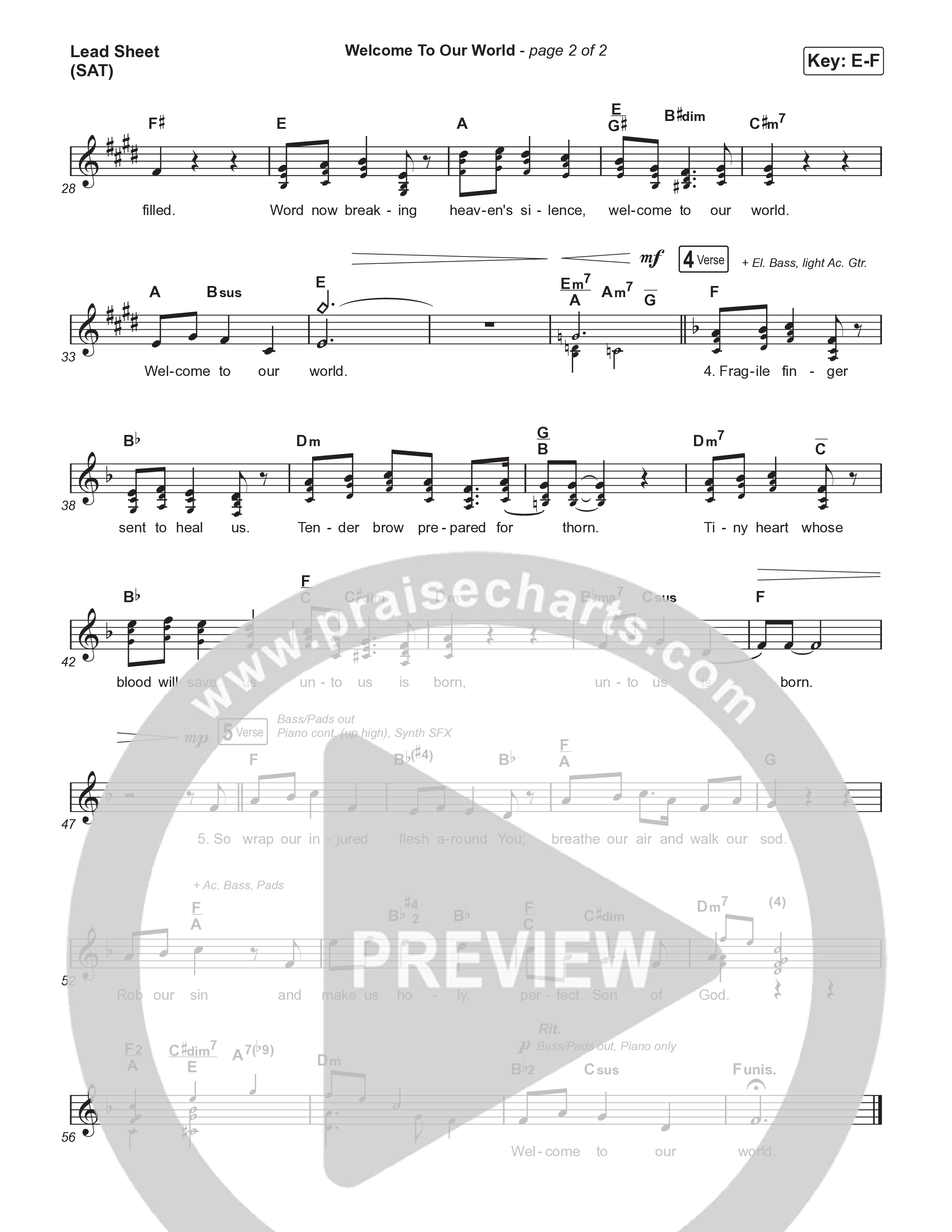 Welcome To Our World Lead Sheet (SAT) (Elevation Worship / Chris Brown)