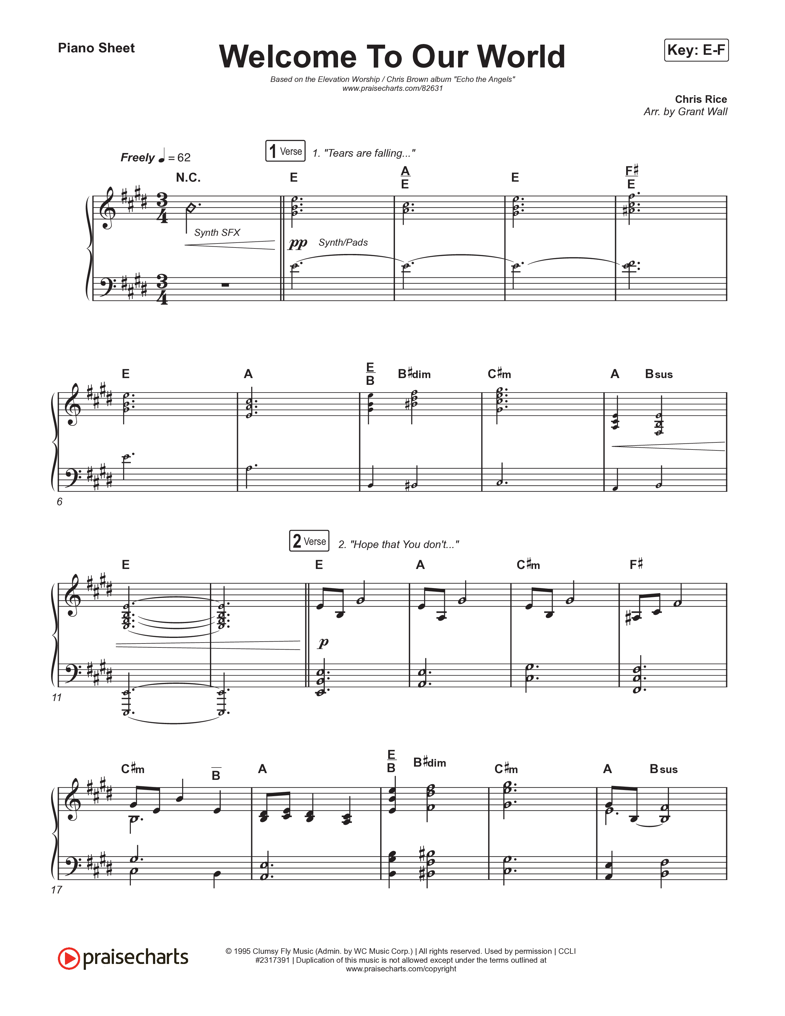 Welcome To Our World Piano Sheet (Elevation Worship / Chris Brown)