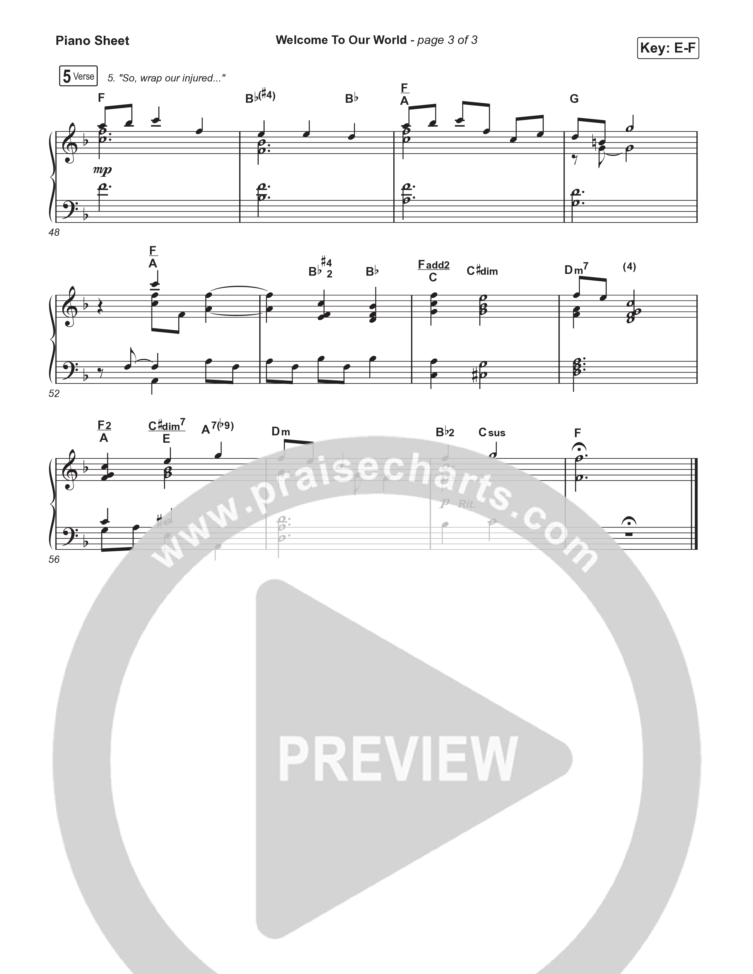 Welcome To Our World Piano Sheet (Elevation Worship / Chris Brown)