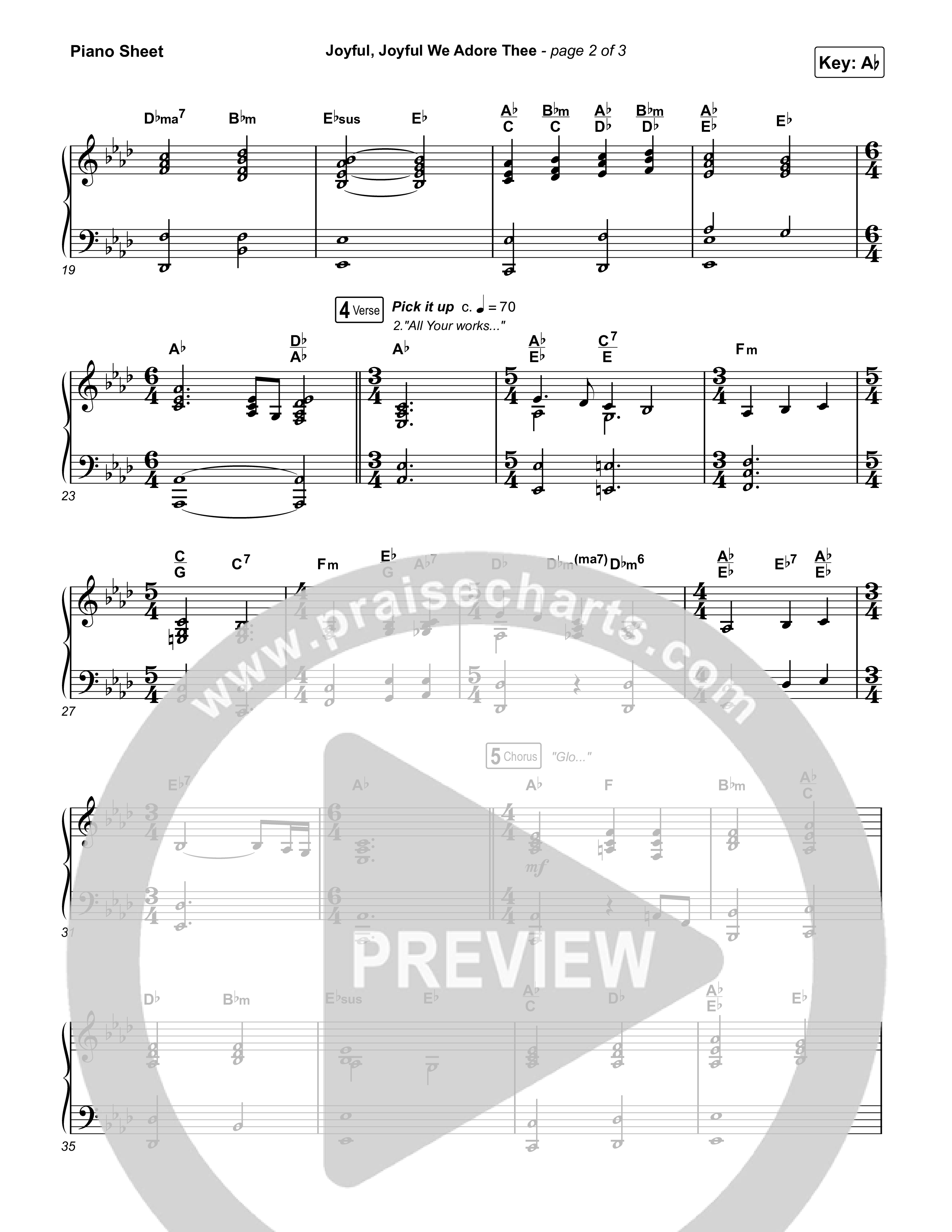 Joyful Joyful We Adore Thee Piano Sheet (Elevation Worship / Isaiah Templeton)