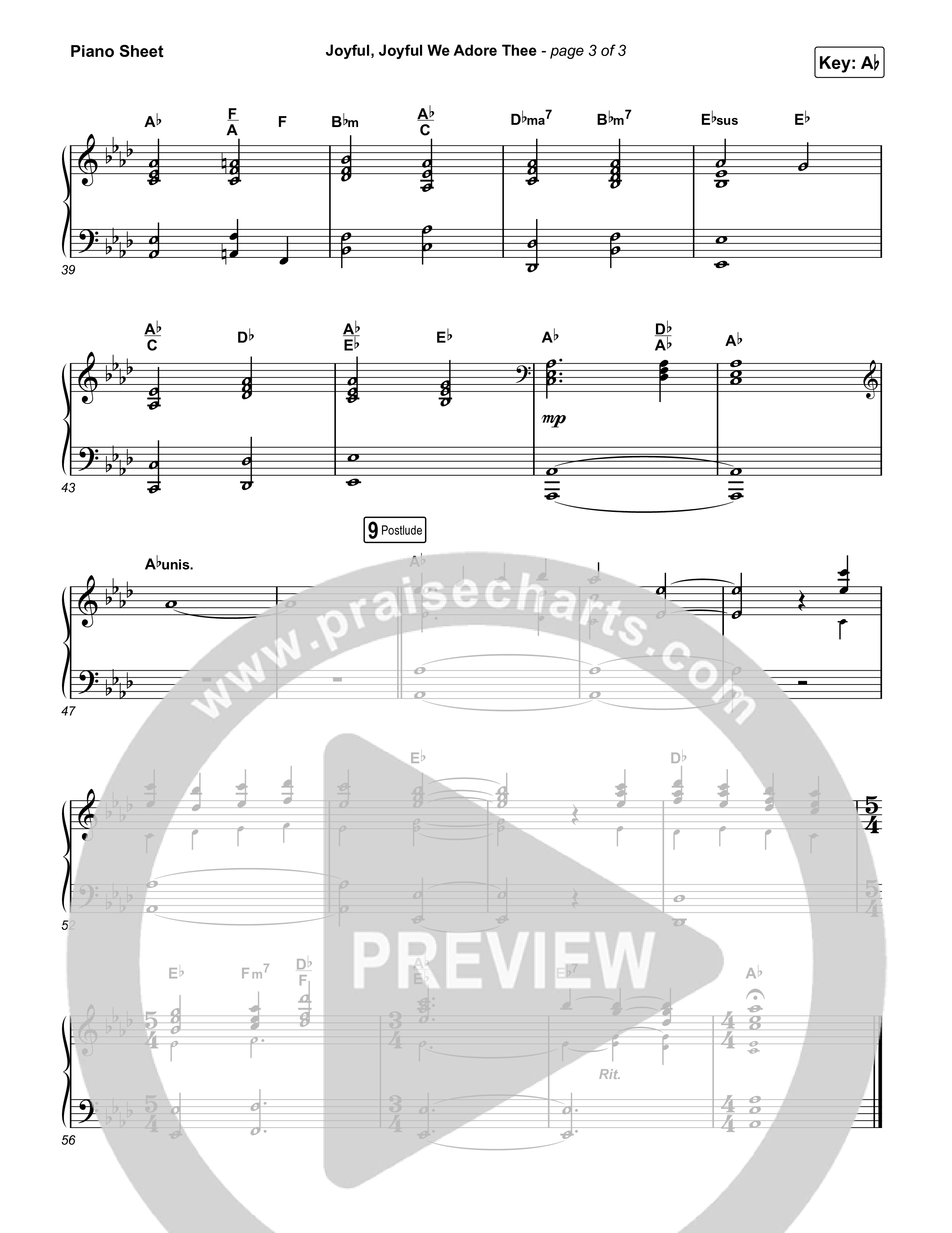 Joyful Joyful We Adore Thee Piano Sheet (Elevation Worship / Isaiah Templeton)