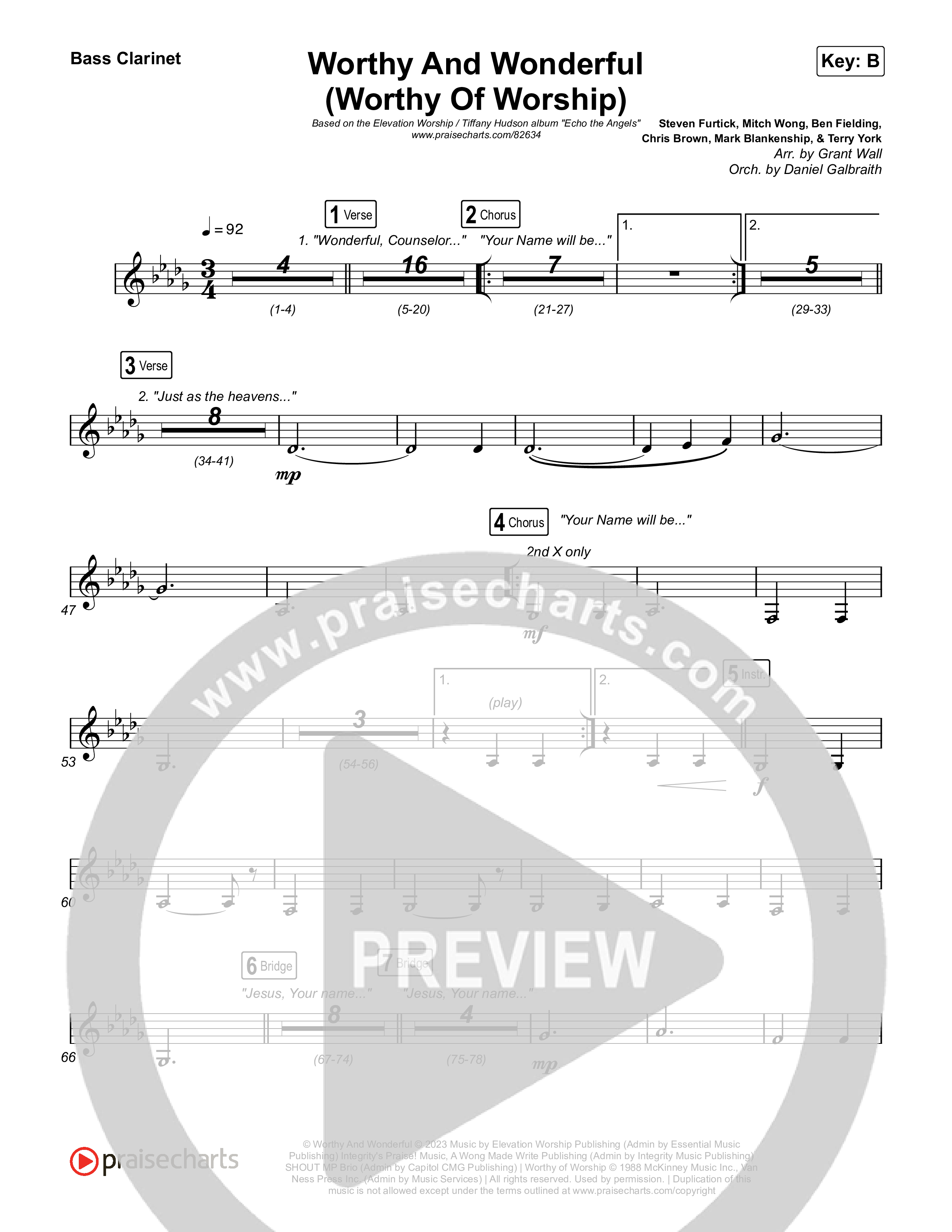 Worthy And Wonderful (Worthy Of Worship) Bass Clarinet (Elevation Worship / Mitch Wong / Tiffany Hudson)