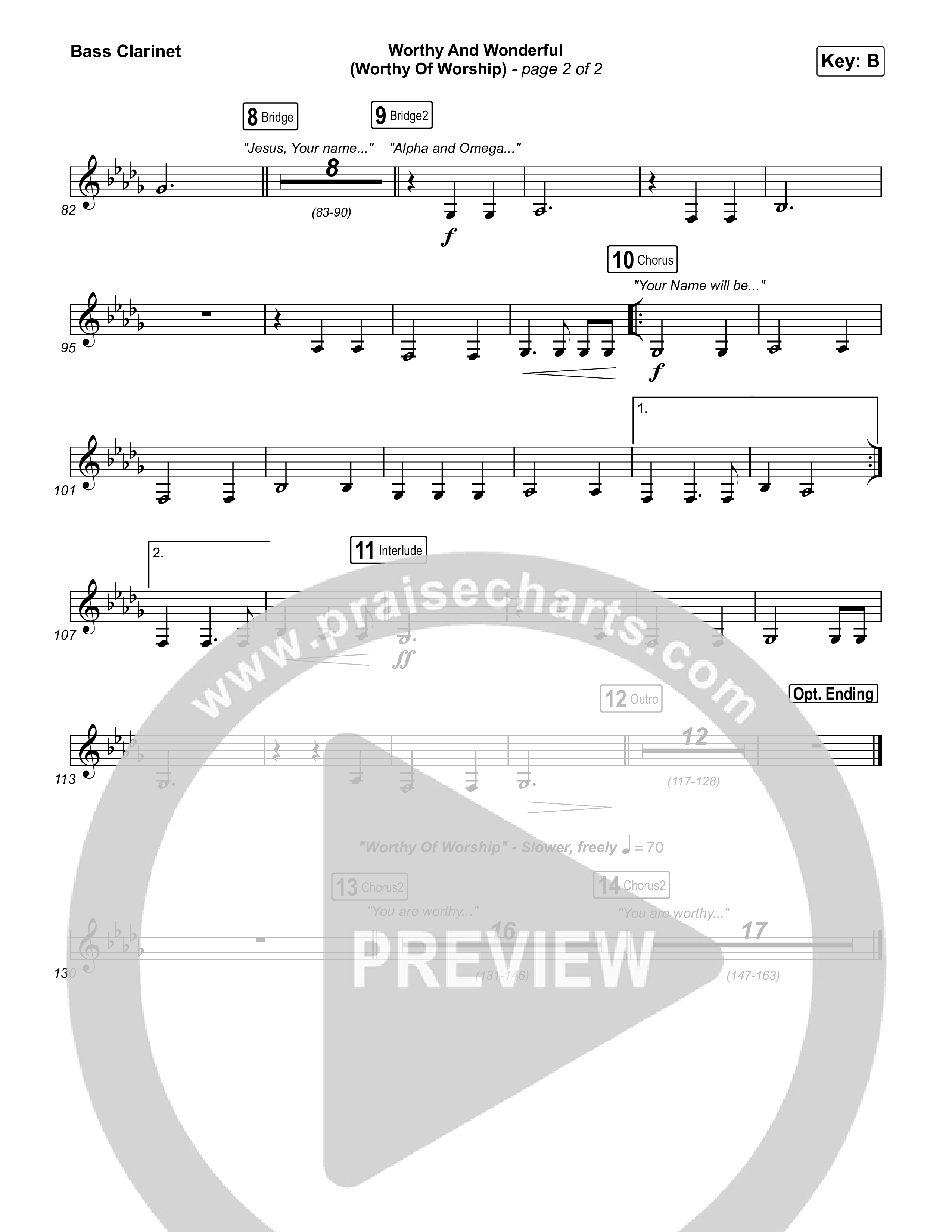 Worthy And Wonderful (Worthy Of Worship) Bass Clarinet (Elevation Worship / Mitch Wong / Tiffany Hudson)