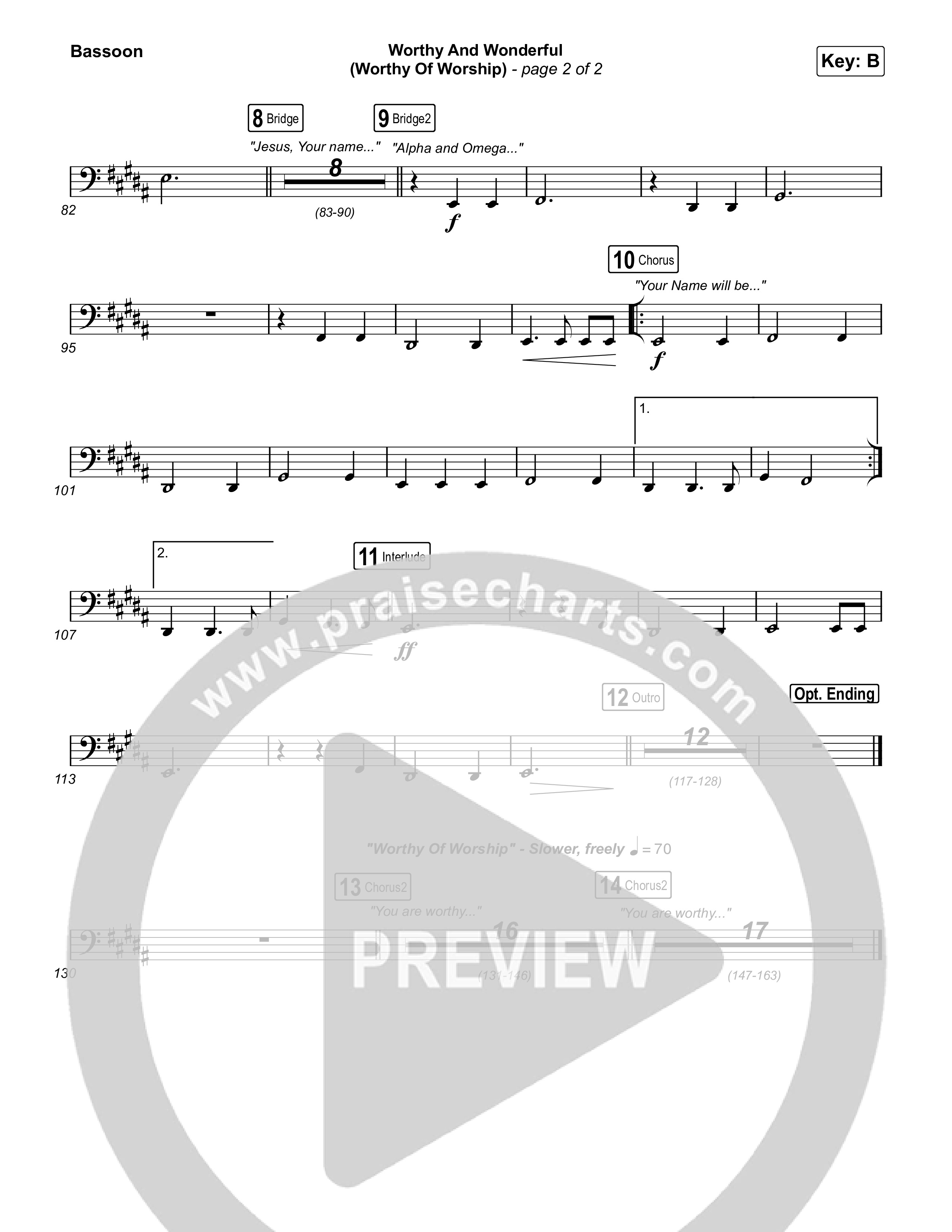 Worthy And Wonderful (Worthy Of Worship) Bassoon (Elevation Worship / Mitch Wong / Tiffany Hudson)