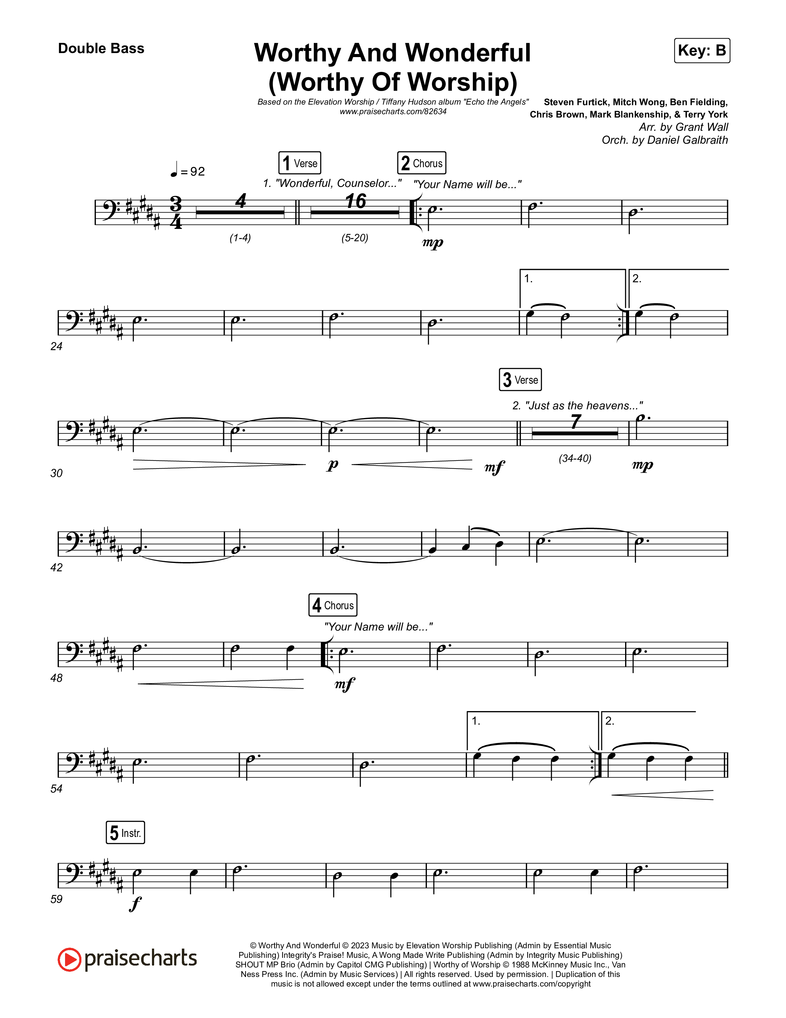 Worthy And Wonderful (Worthy Of Worship) String Bass (Elevation Worship / Mitch Wong / Tiffany Hudson)
