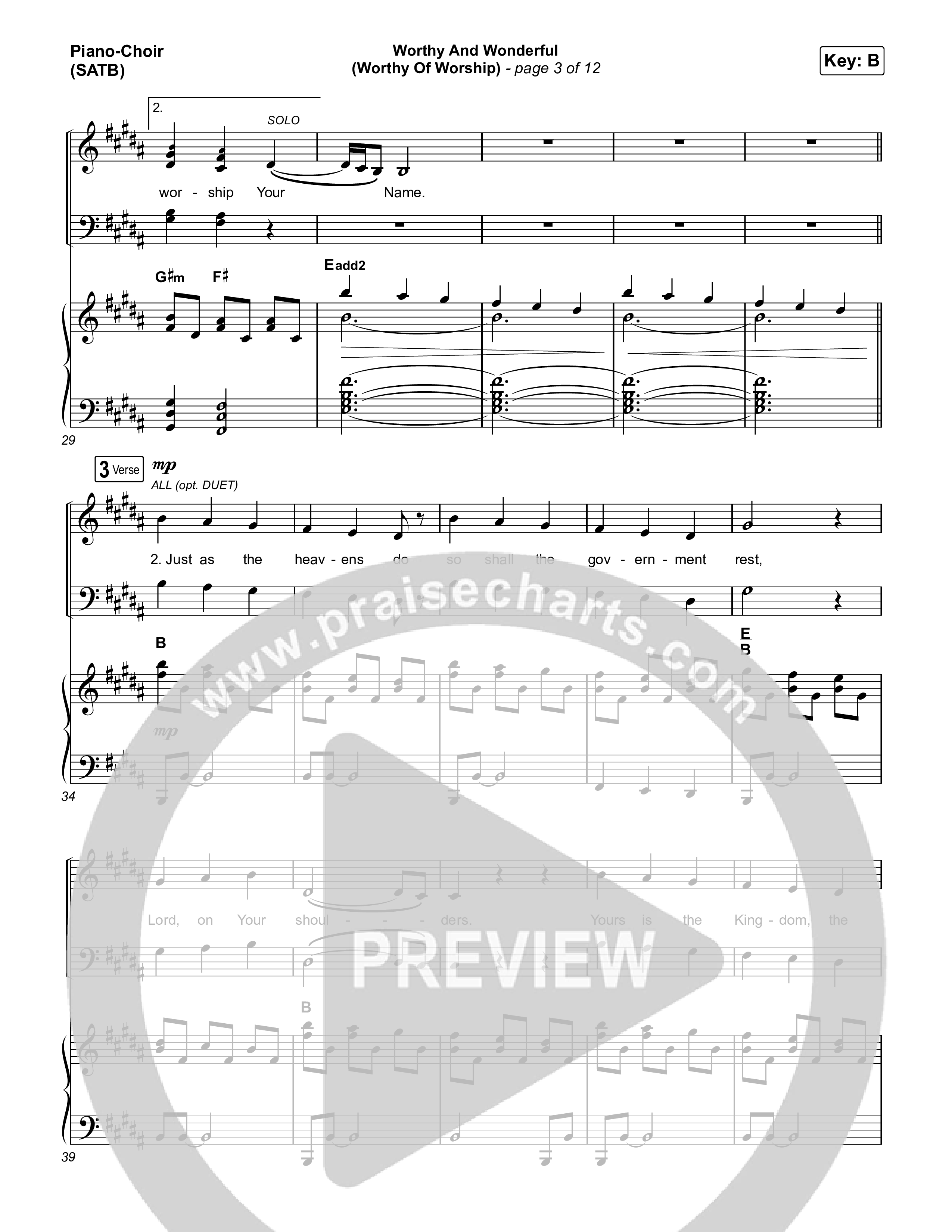 Worthy And Wonderful (Worthy Of Worship) Piano/Vocal (SATB) (Elevation Worship / Mitch Wong / Tiffany Hudson)