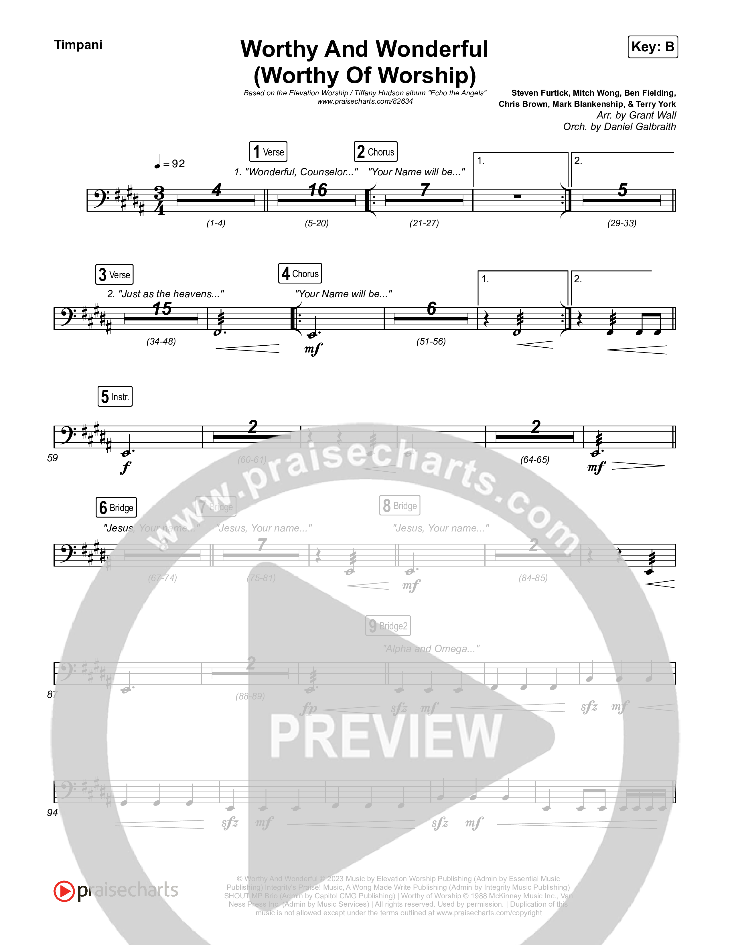 Worthy And Wonderful (Worthy Of Worship) Timpani (Elevation Worship / Mitch Wong / Tiffany Hudson)