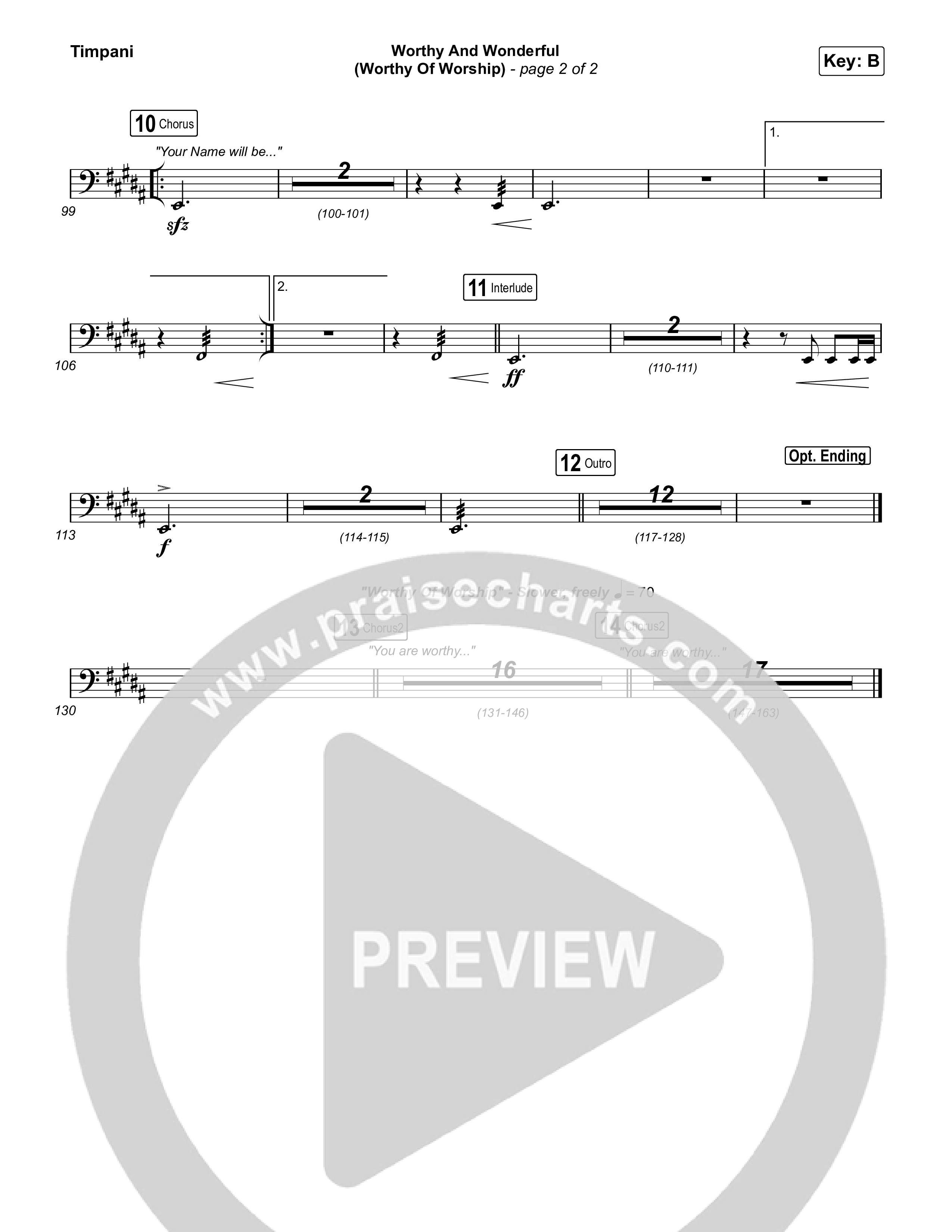 Worthy And Wonderful (Worthy Of Worship) Timpani (Elevation Worship / Mitch Wong / Tiffany Hudson)