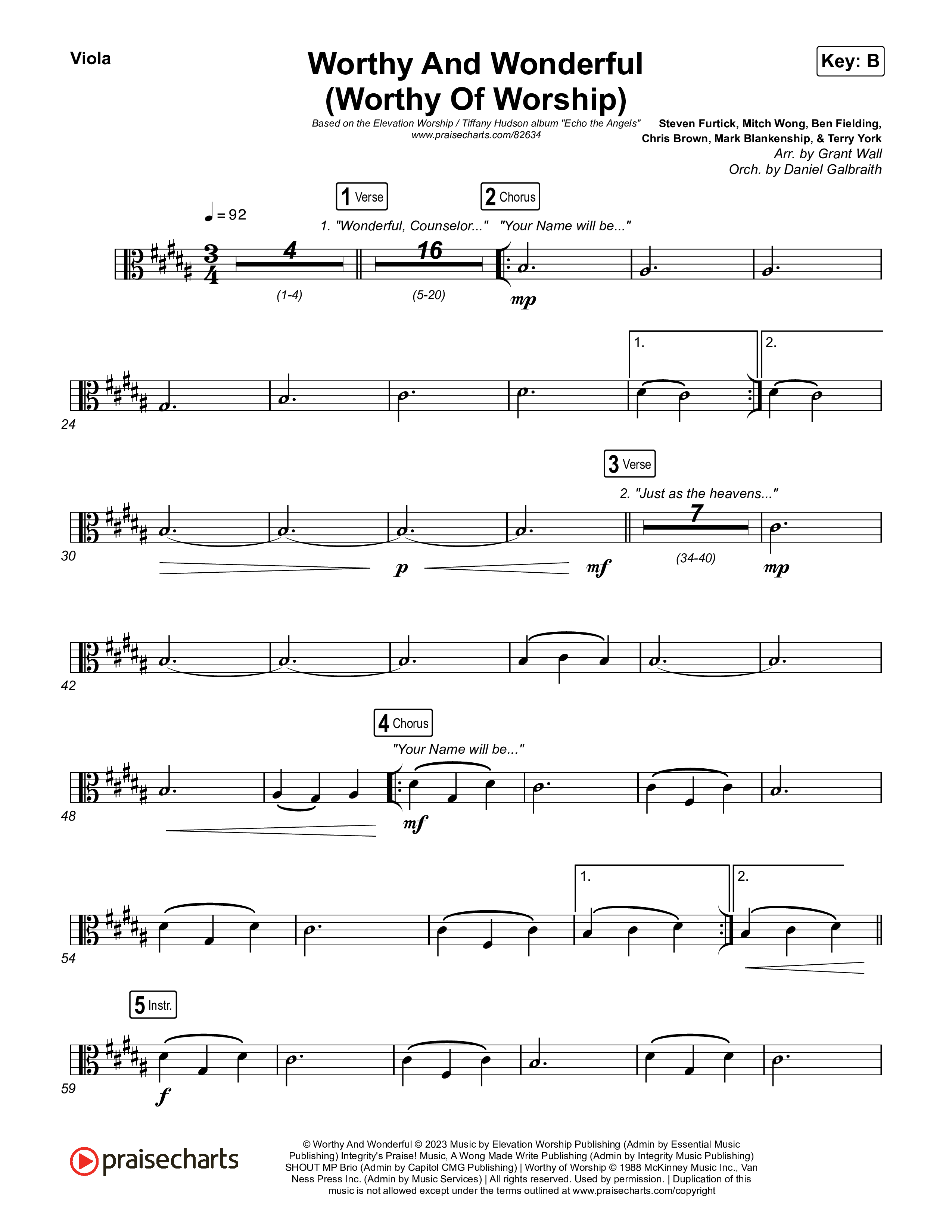 Worthy And Wonderful (Worthy Of Worship) Viola (Elevation Worship / Mitch Wong / Tiffany Hudson)