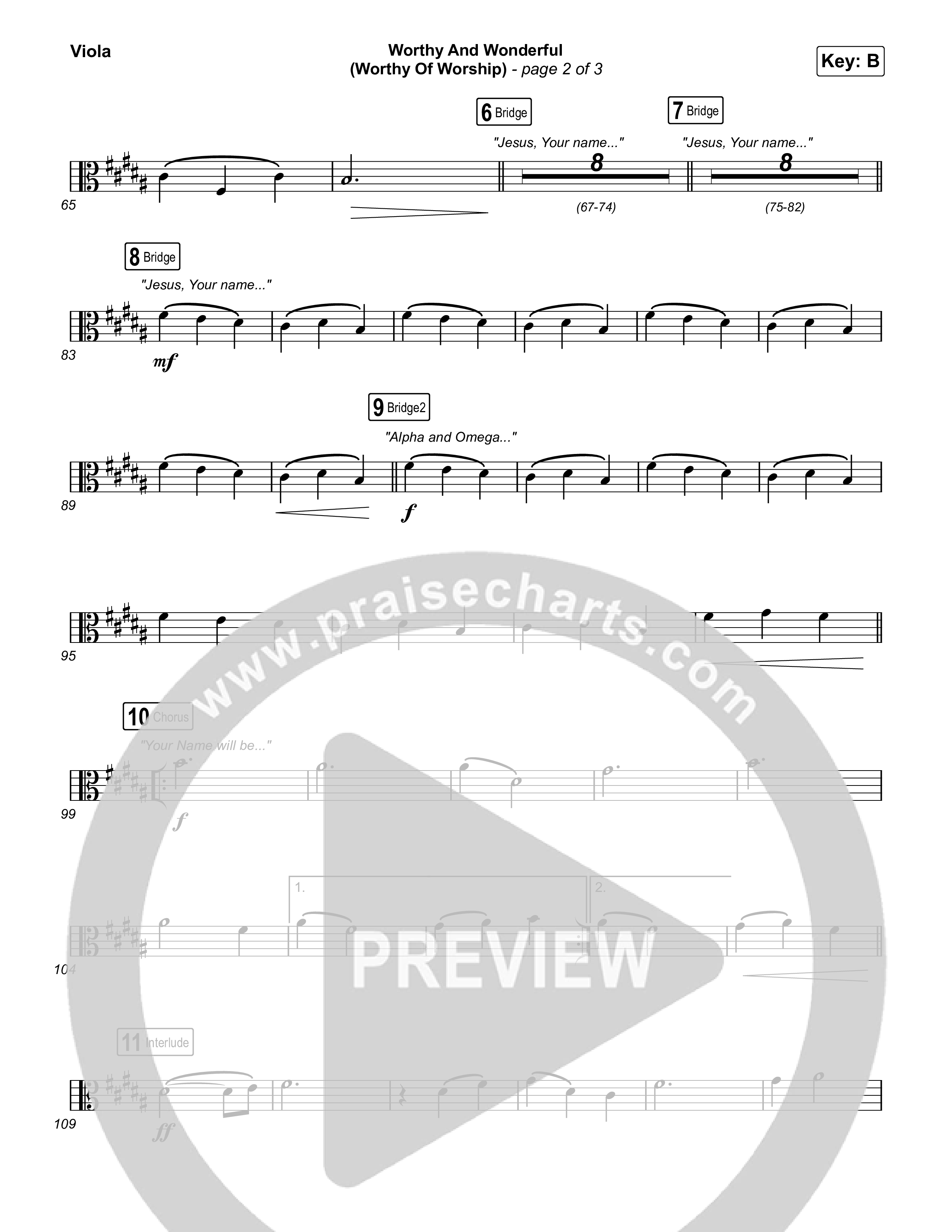 Worthy And Wonderful (Worthy Of Worship) Viola (Elevation Worship / Mitch Wong / Tiffany Hudson)